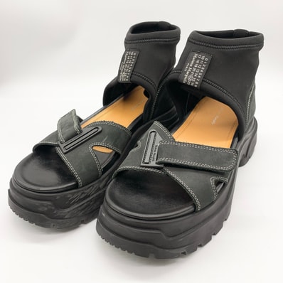 Maison Margiela Women's Strapped Suede Sandals "Black"