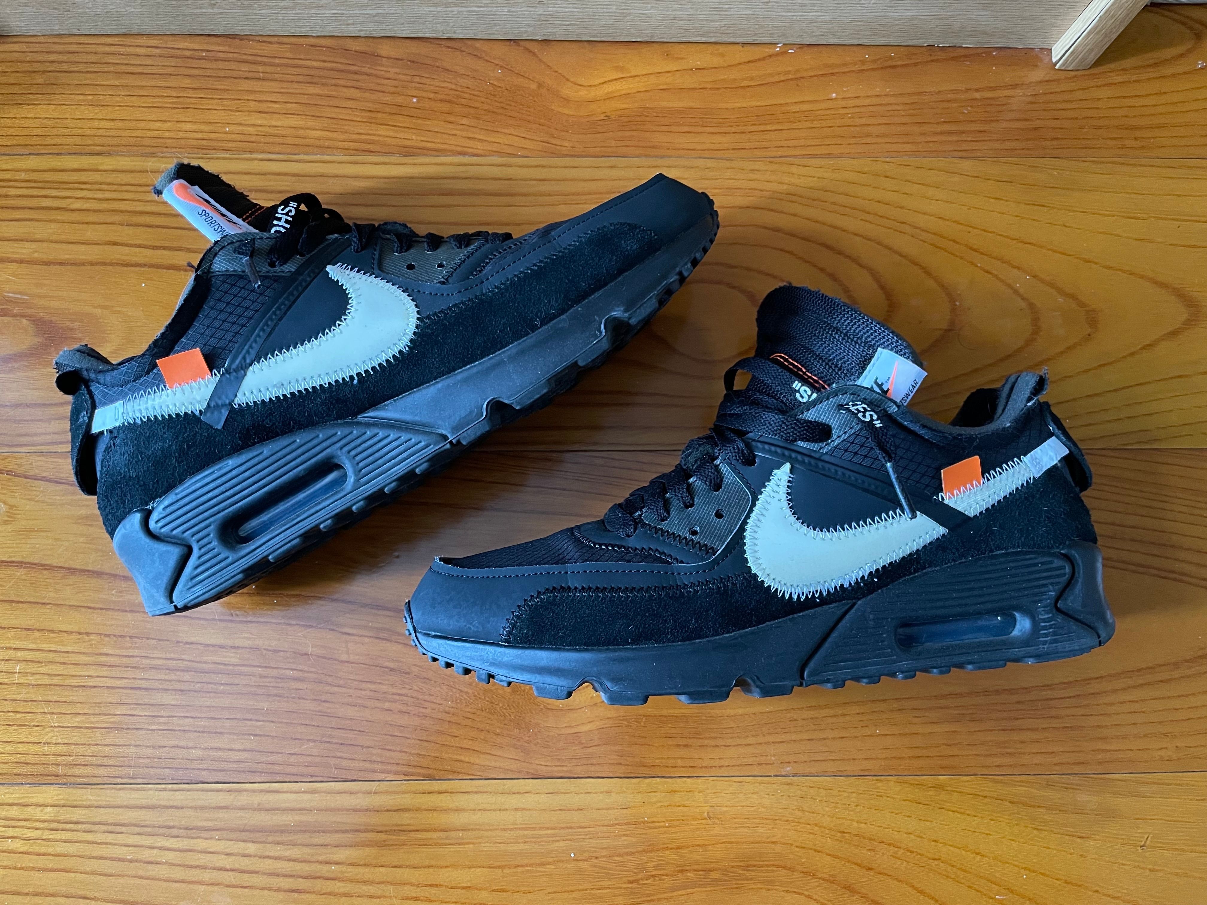 Off-White × Nike Air Max 90 "Black/Black-Cone-White"