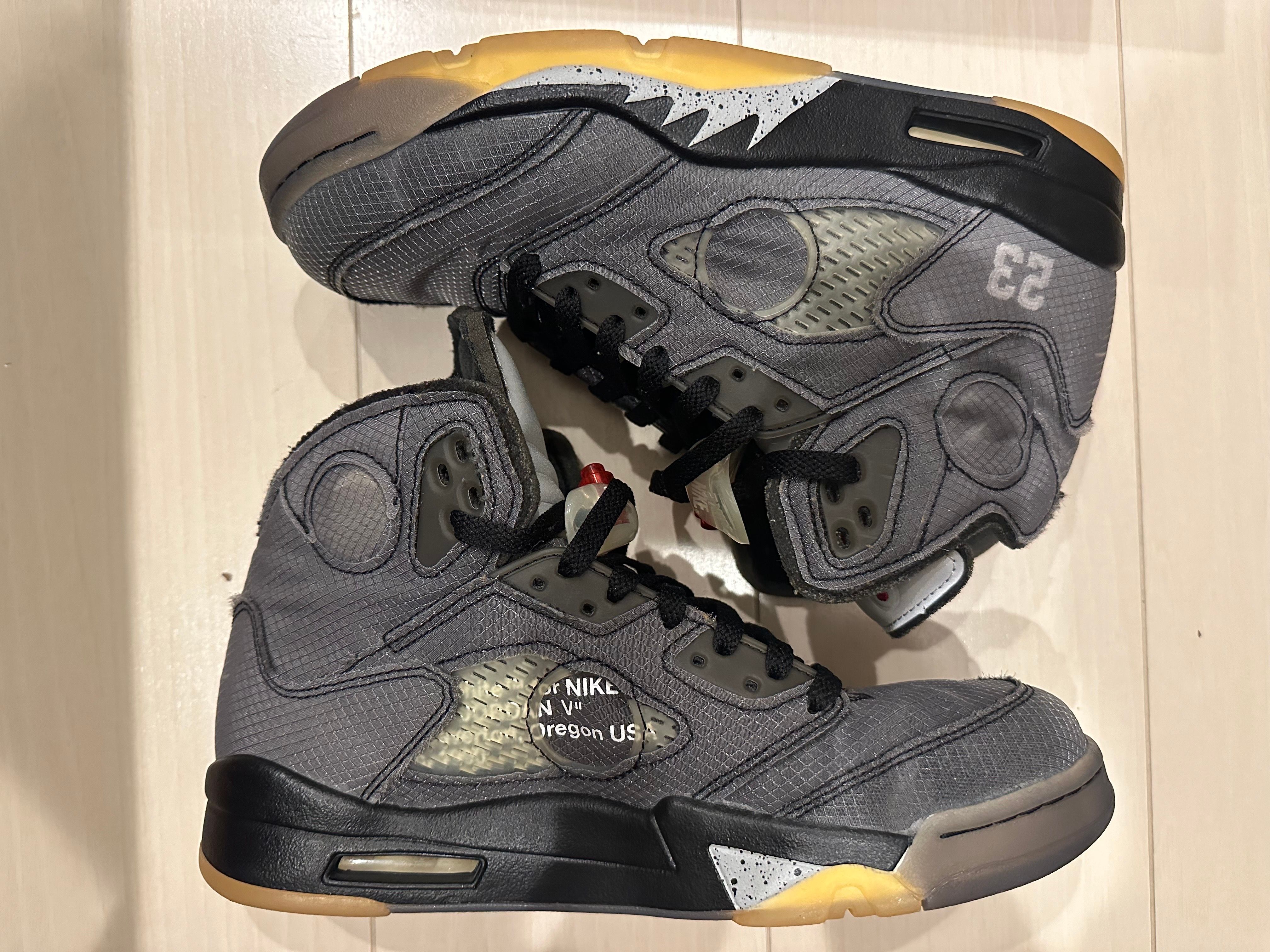 Off-White × Nike Air Jordan 5 "Black/Muslin/Fire Red"