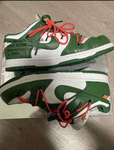 Off-White × Nike Dunk Low "White/Pine Green"