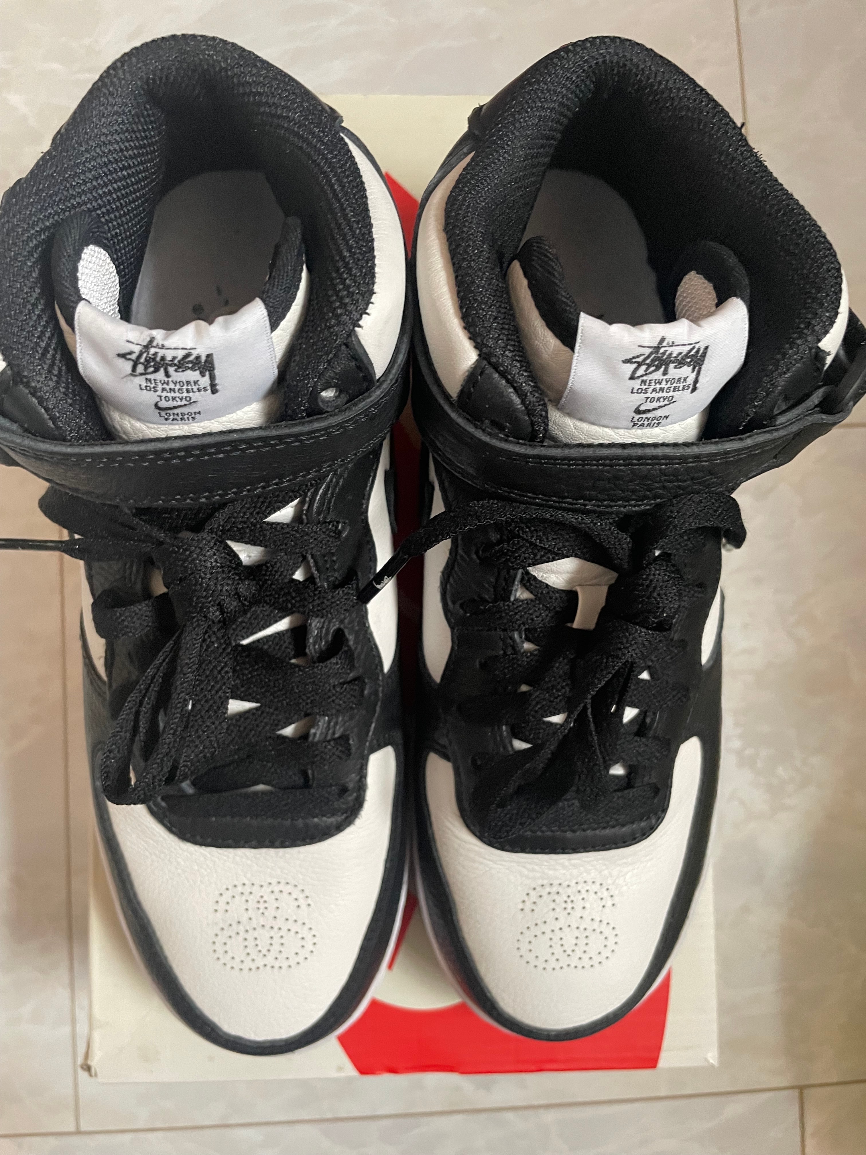 Stussy × Nike Air Force 1 Mid "Black and Light Bone"