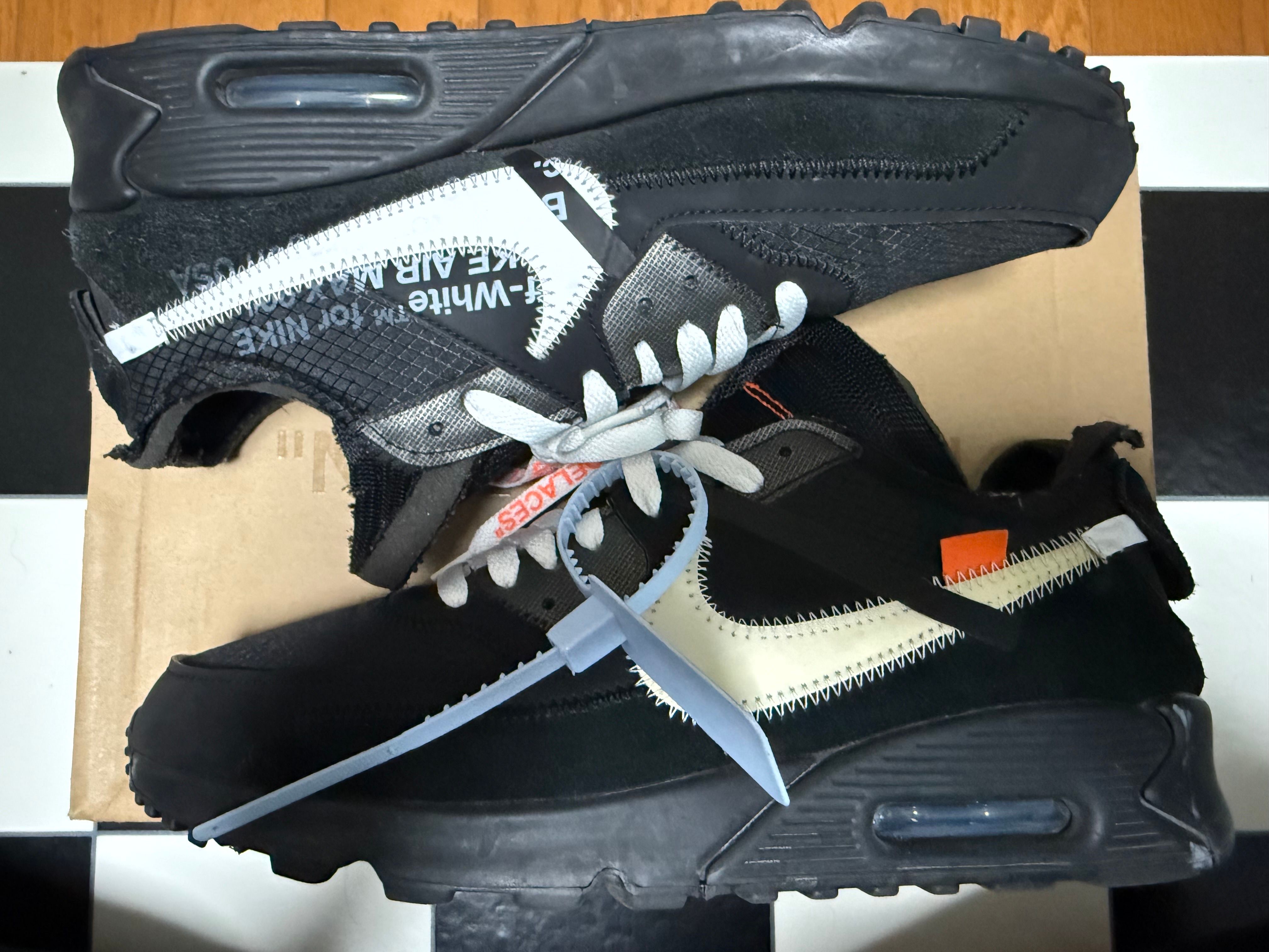 Off-White × Nike Air Max 90 "Black/Black-Cone-White"