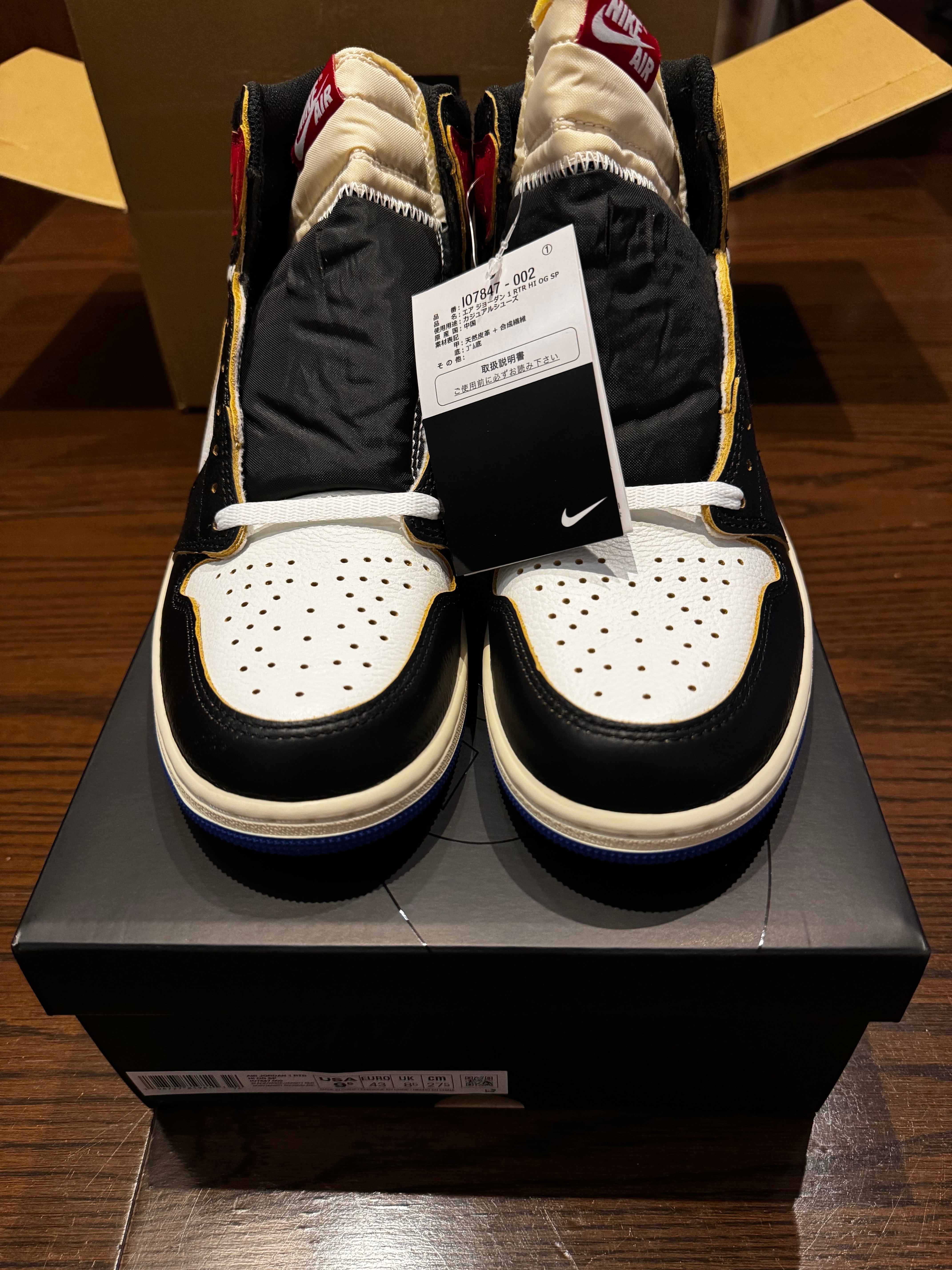 fragment design × UNION × Nike Air Jordan 1 High OG "Black/Varsity Red"