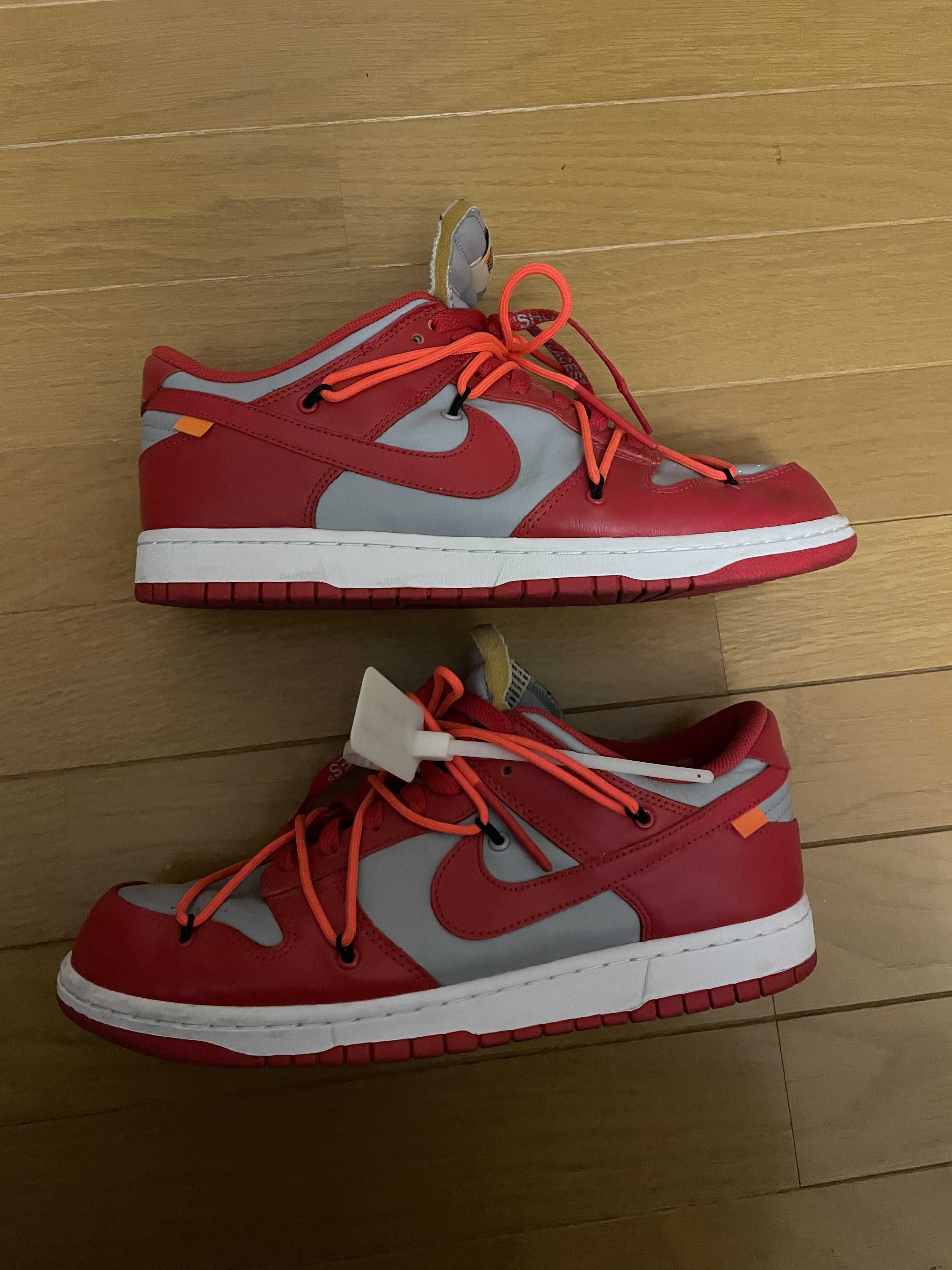 Off-White × Nike Dunk Low "University Red/Wolf Grey"