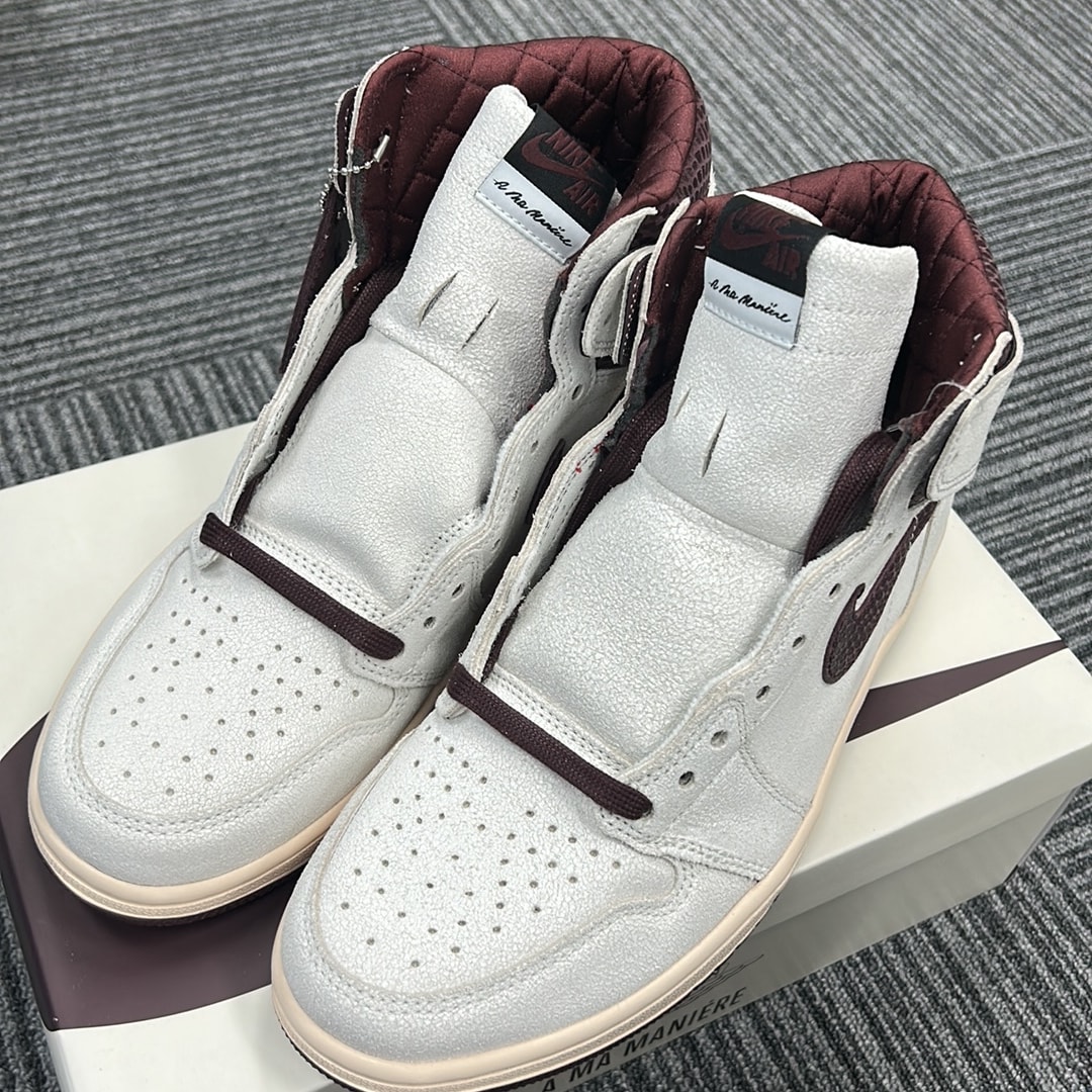 A Ma Maniere × Nike Air Jordan 1 Retro High OG "Sail and Burgundy"
