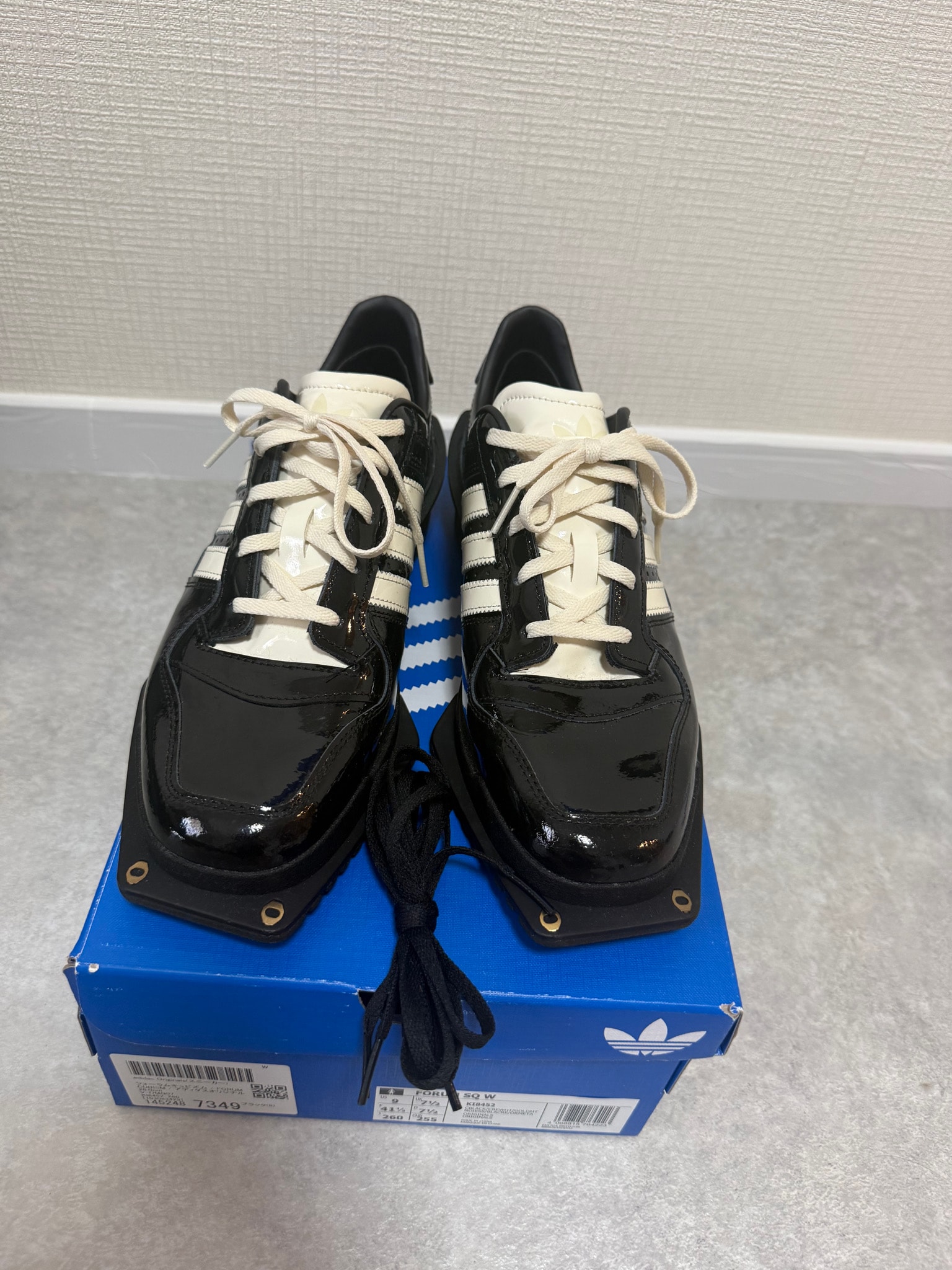 adidas Women's Forum Cubism Patent "Core Black/Cream White"