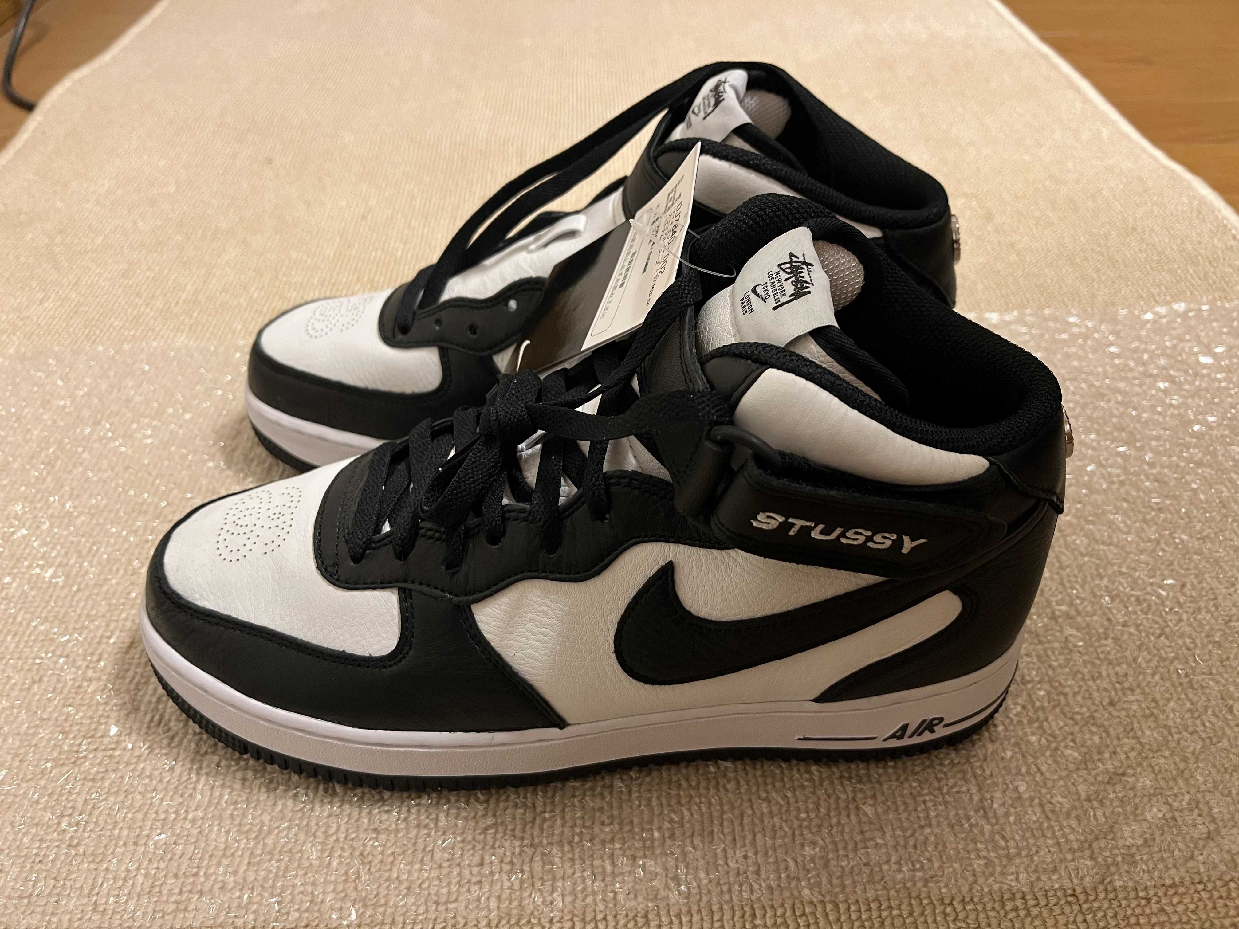 Stussy × Nike Air Force 1 Mid "Black and Light Bone"