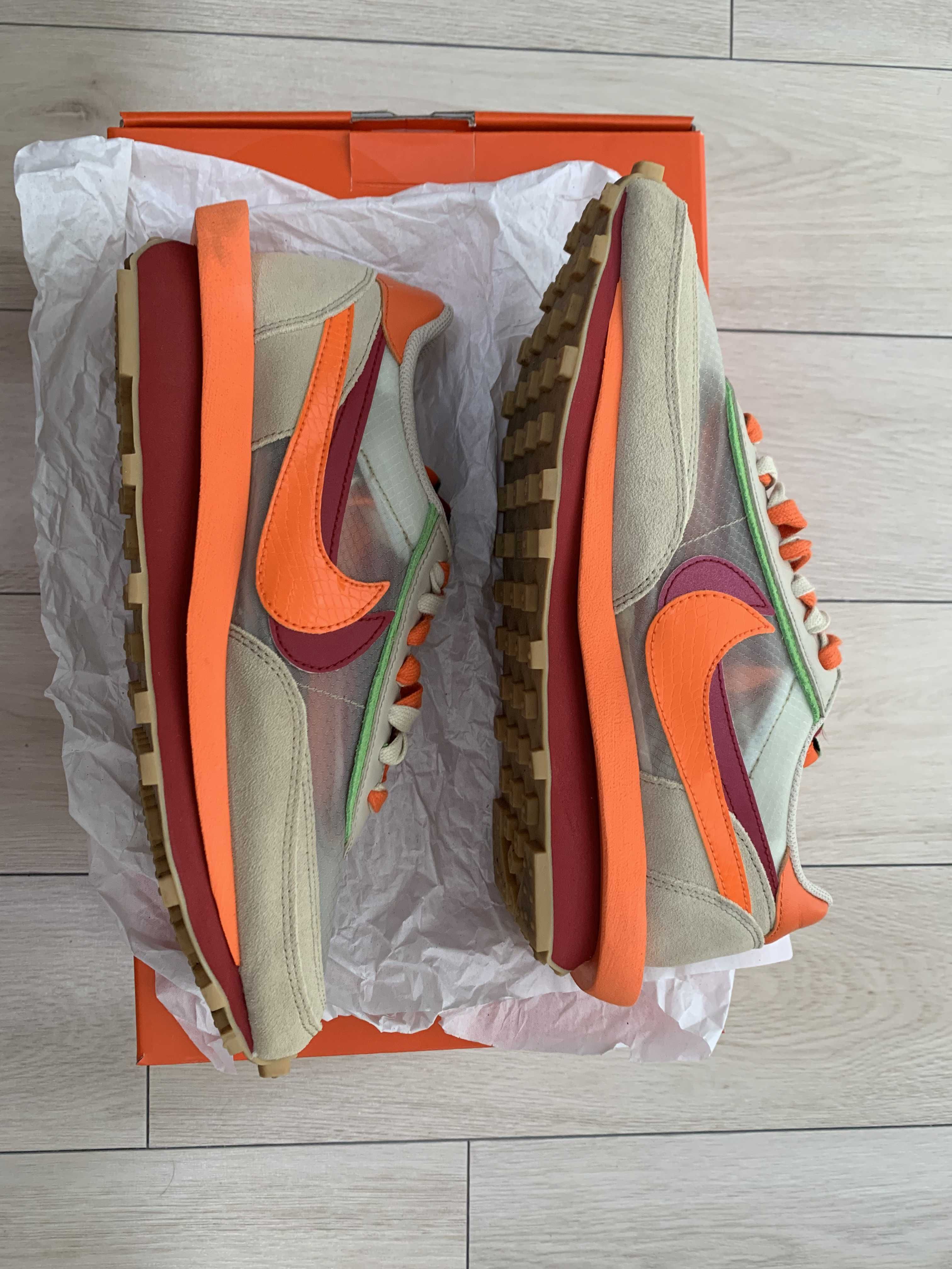 CLOT × Sacai × Nike LD Waffle "Orange Blaze"