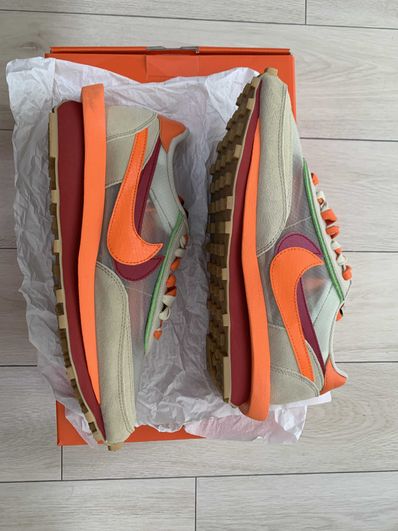 CLOT × Sacai × Nike LD Waffle "Orange Blaze"