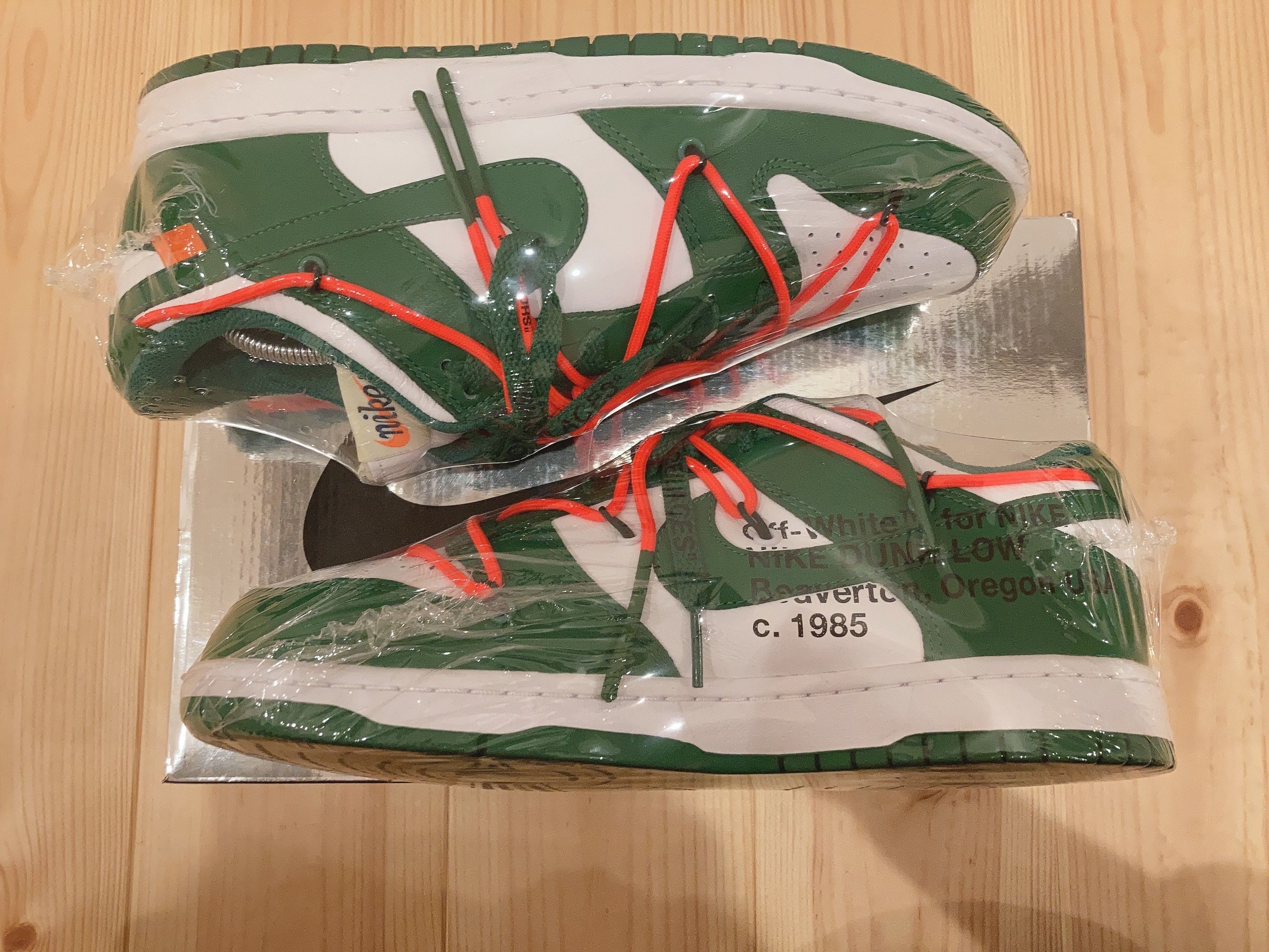 Off-White × Nike Dunk Low "White/Pine Green"
