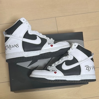 Supreme × Nike SB Dunk High By Any Means "White Black"
