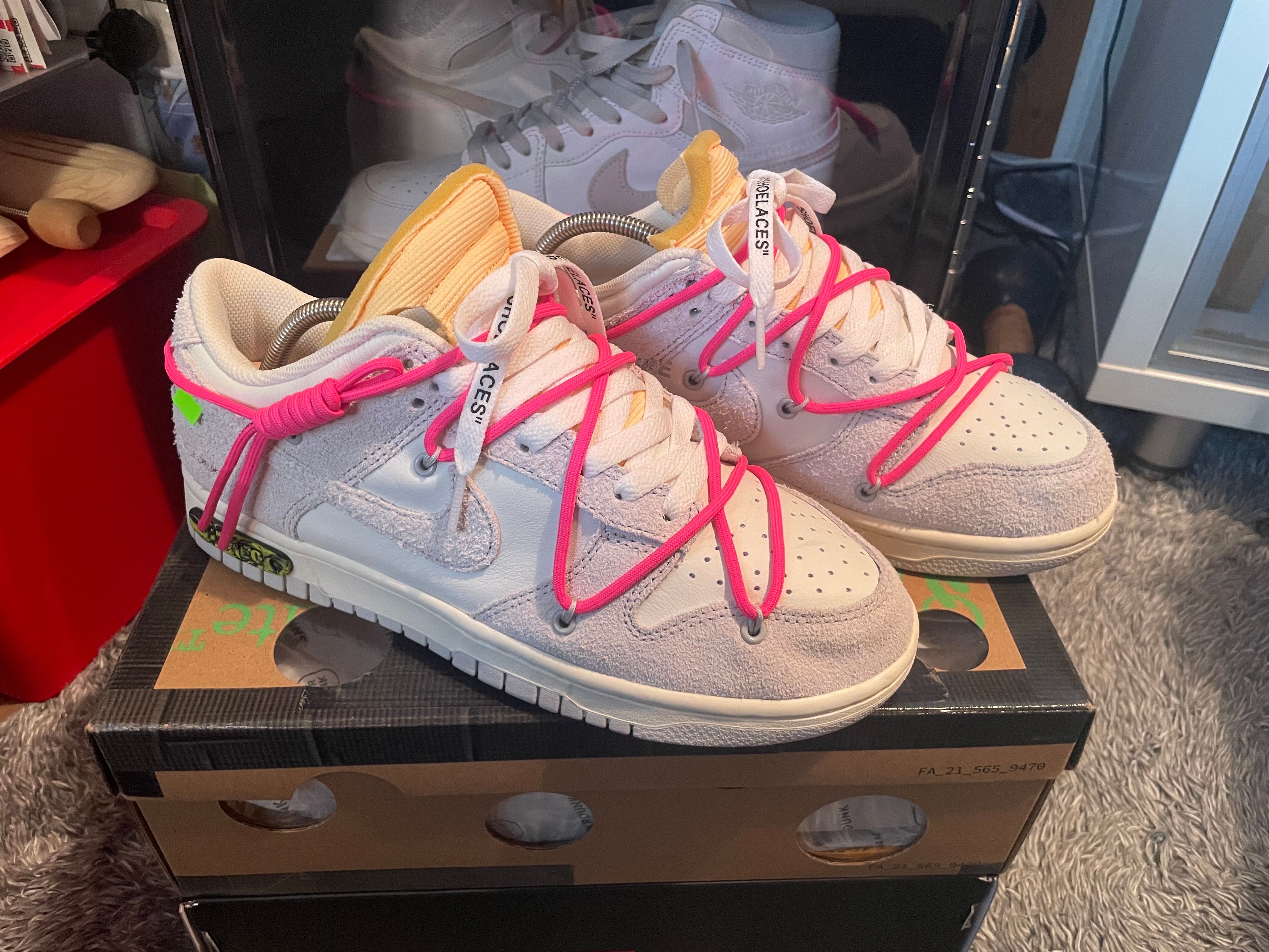 Off-White × Nike Dunk Low "Sail/Neutral Gray/Hyper Pink"