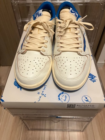 Travis Scott × fragment design × Nike Air Jordan 1 Low OG "Sail/Military Blue"