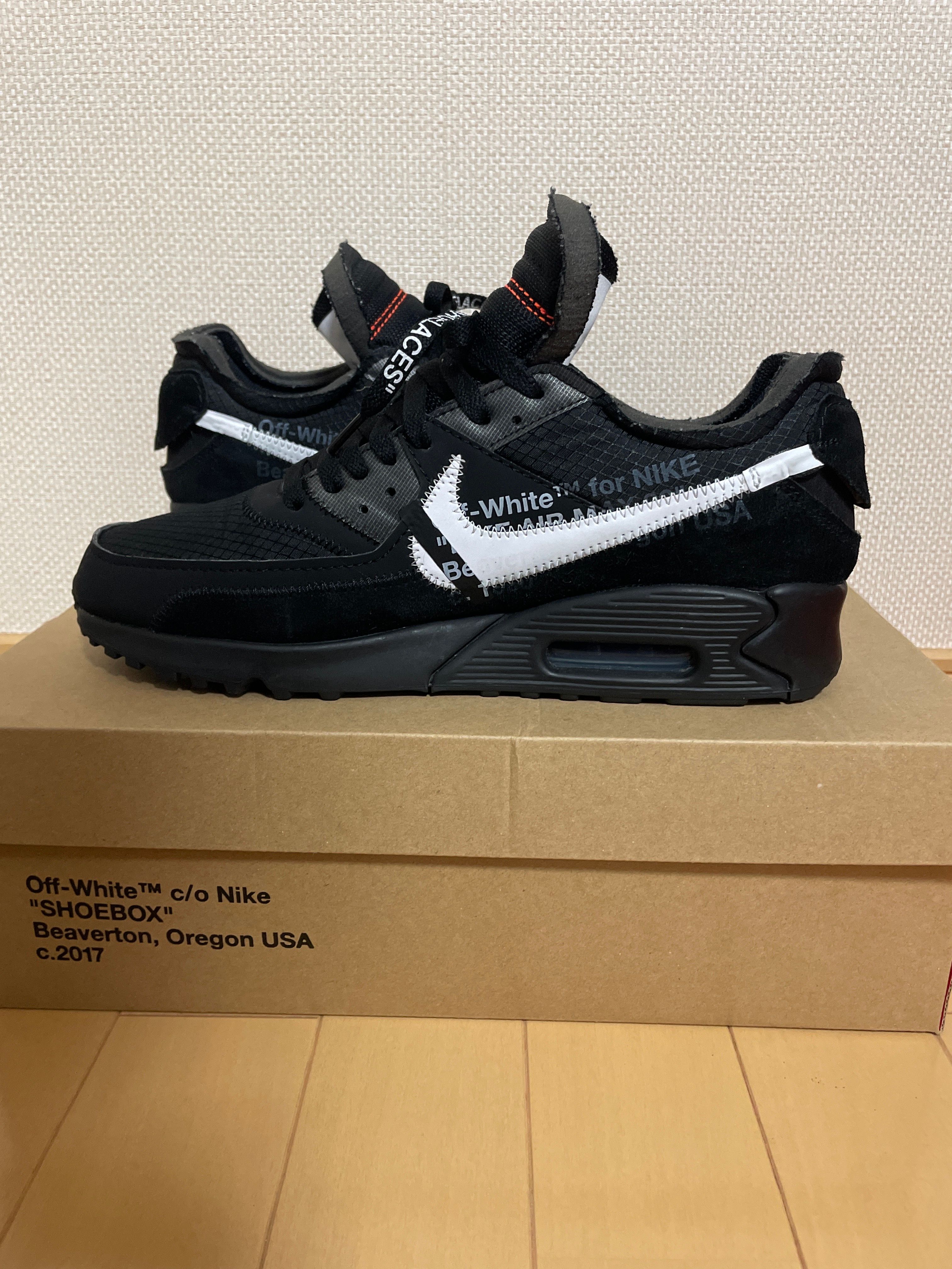 Off-White × Nike Air Max 90 "Black/Black-Cone-White"