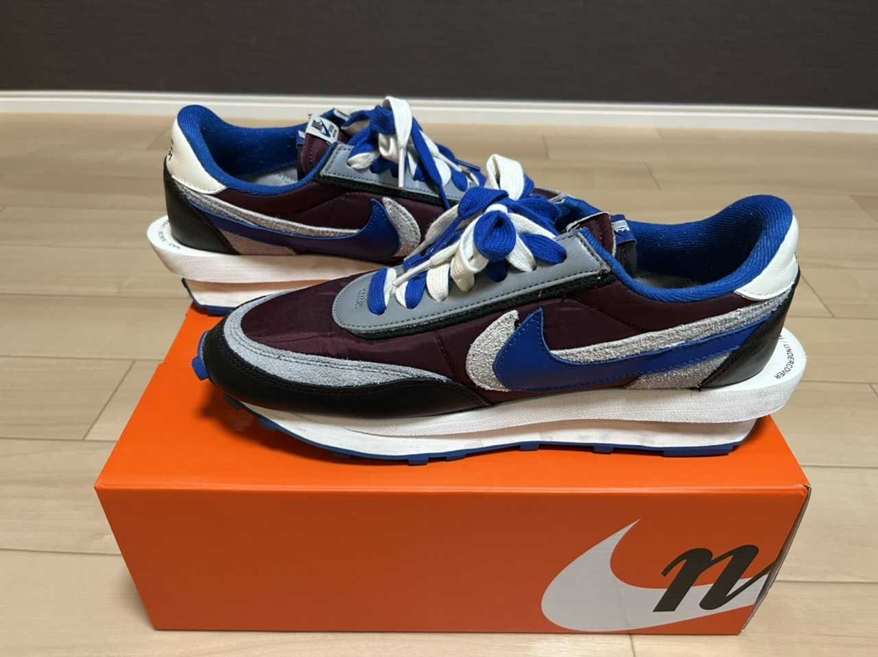 UNDERCOVER × sacai × Nike LD Waffle "Night Maroon/Pale Ivory-Ground Grey-Team Royal"