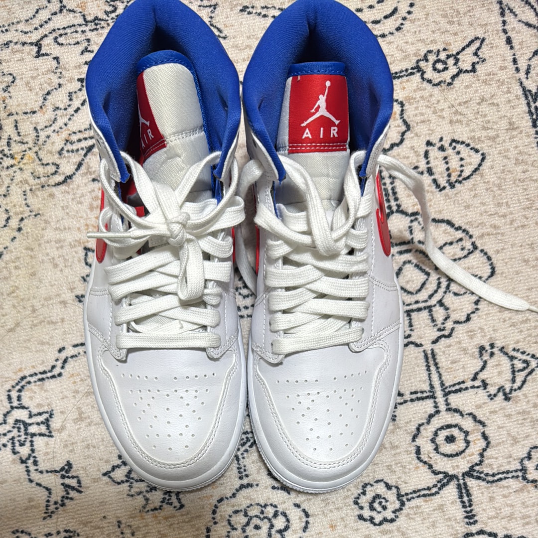 Nike Women's Air Jordan 1 Mid "White/University Red-Game Royal"