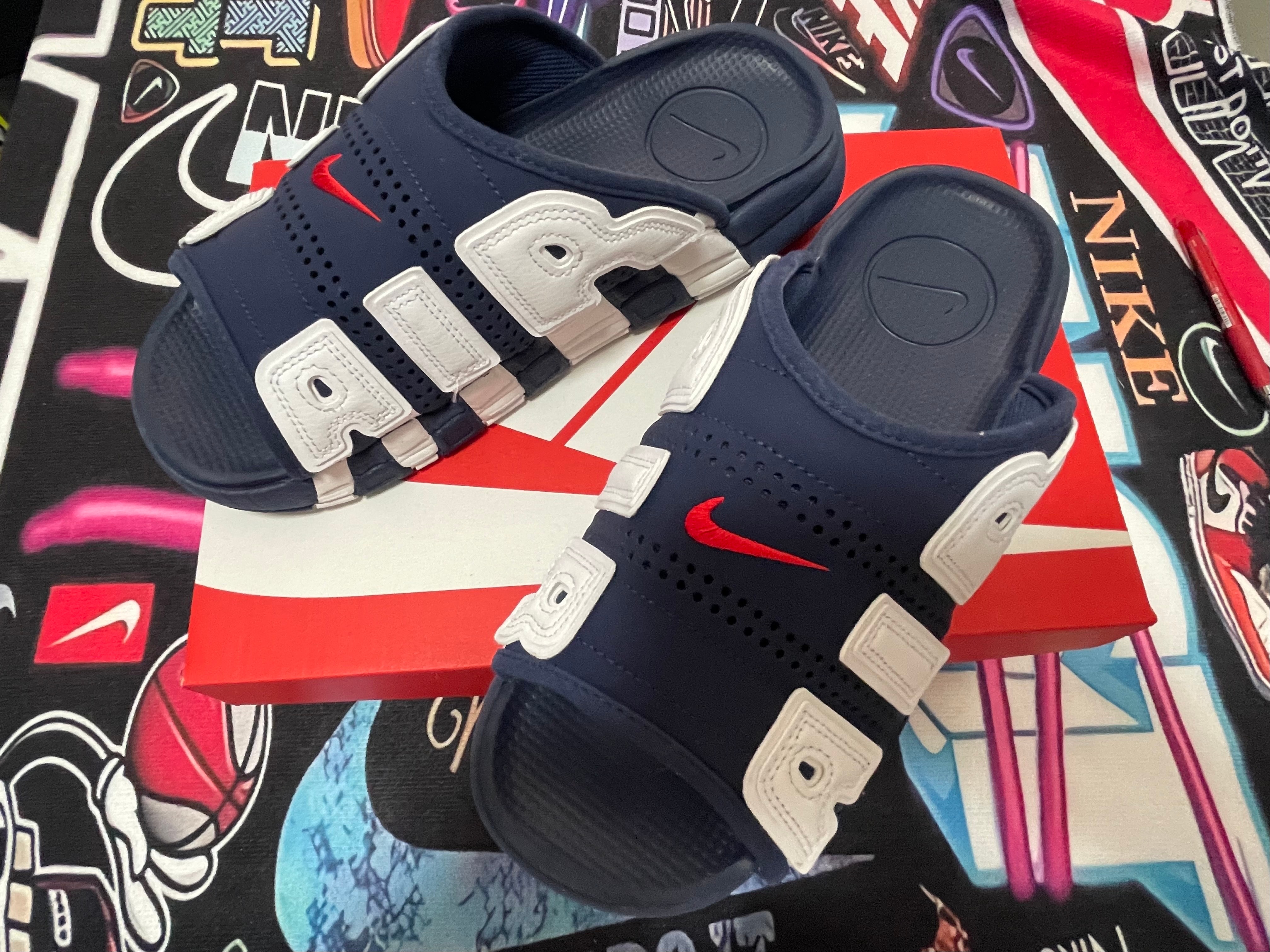 Nike Air More Uptempo Slide "Olympic" (2024) (FQ8700-400/FQ8699-400)