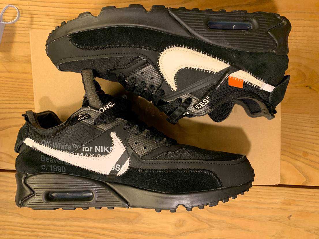 Off-White × Nike Air Max 90 "Black/Black-Cone-White"