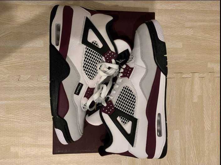 Paris Saint Germain ×Nike Air Jordan 4 Retro "White/Bordeaux/Neutral Gray"