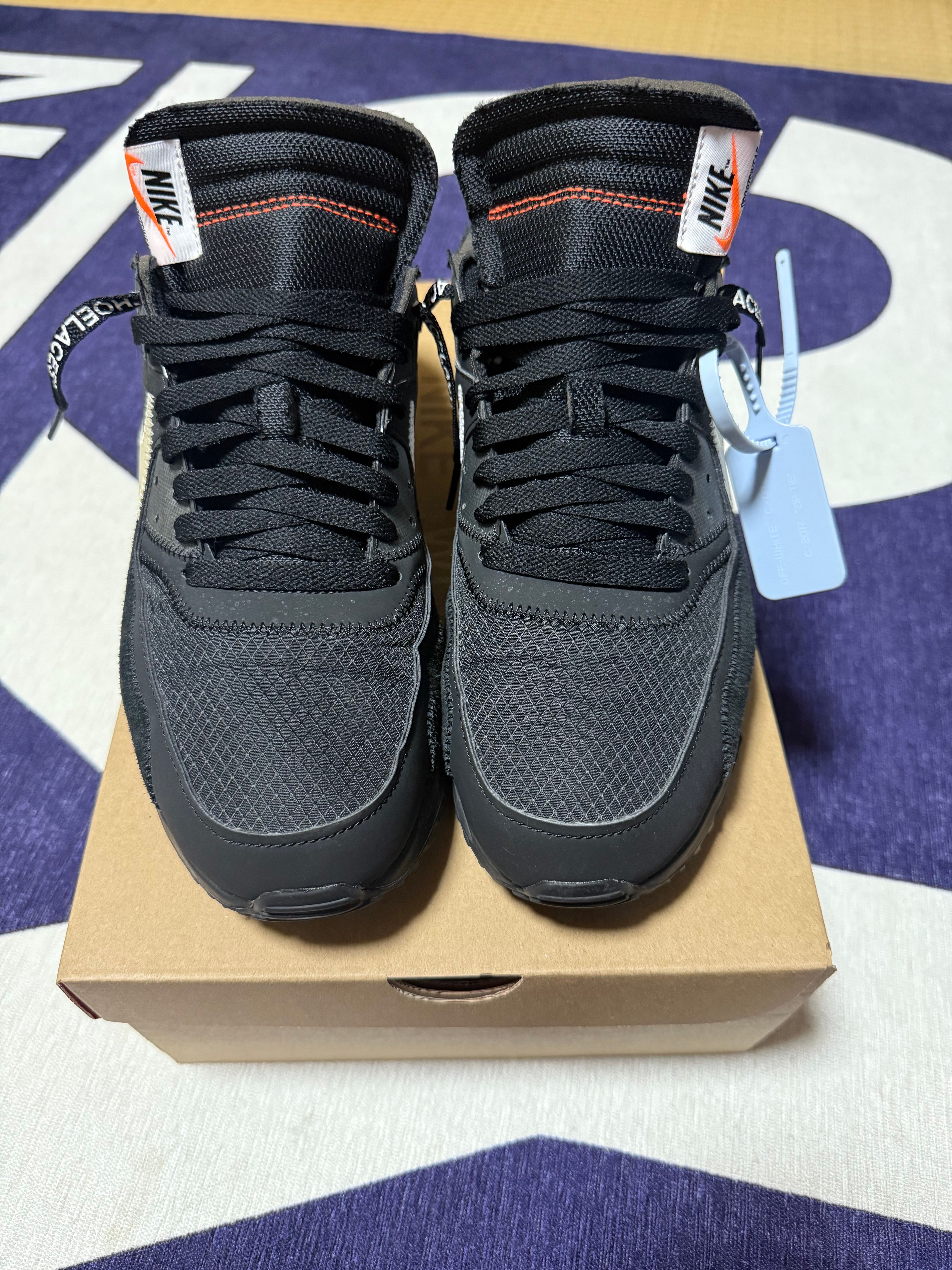 Off-White × Nike Air Max 90 "Black/Black-Cone-White"