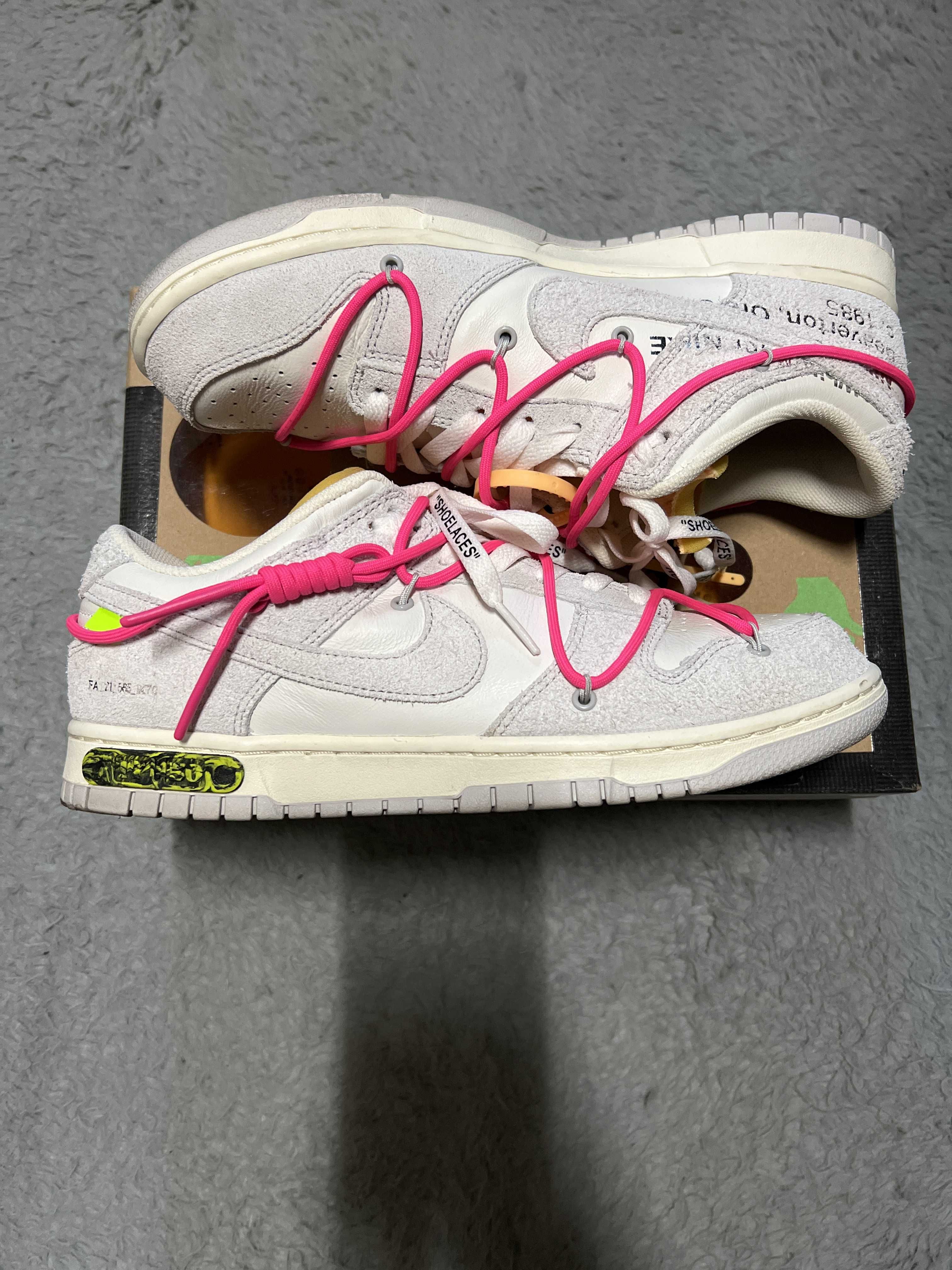 Off-White × Nike Dunk Low "Sail/Neutral Gray/Hyper Pink"