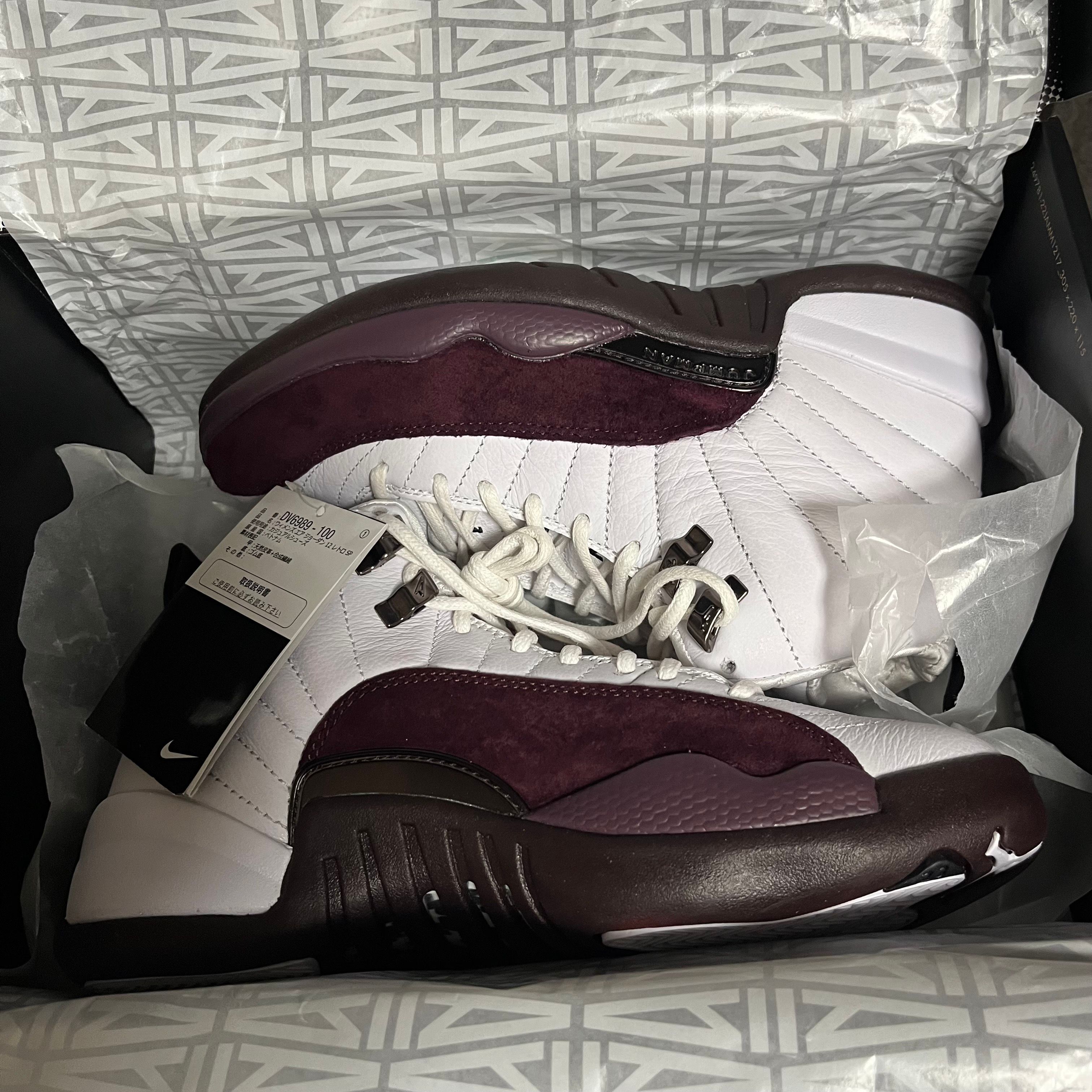 A Ma Maniere × Nike Women's Air Jordan 12 "White and Burgundy Crush"