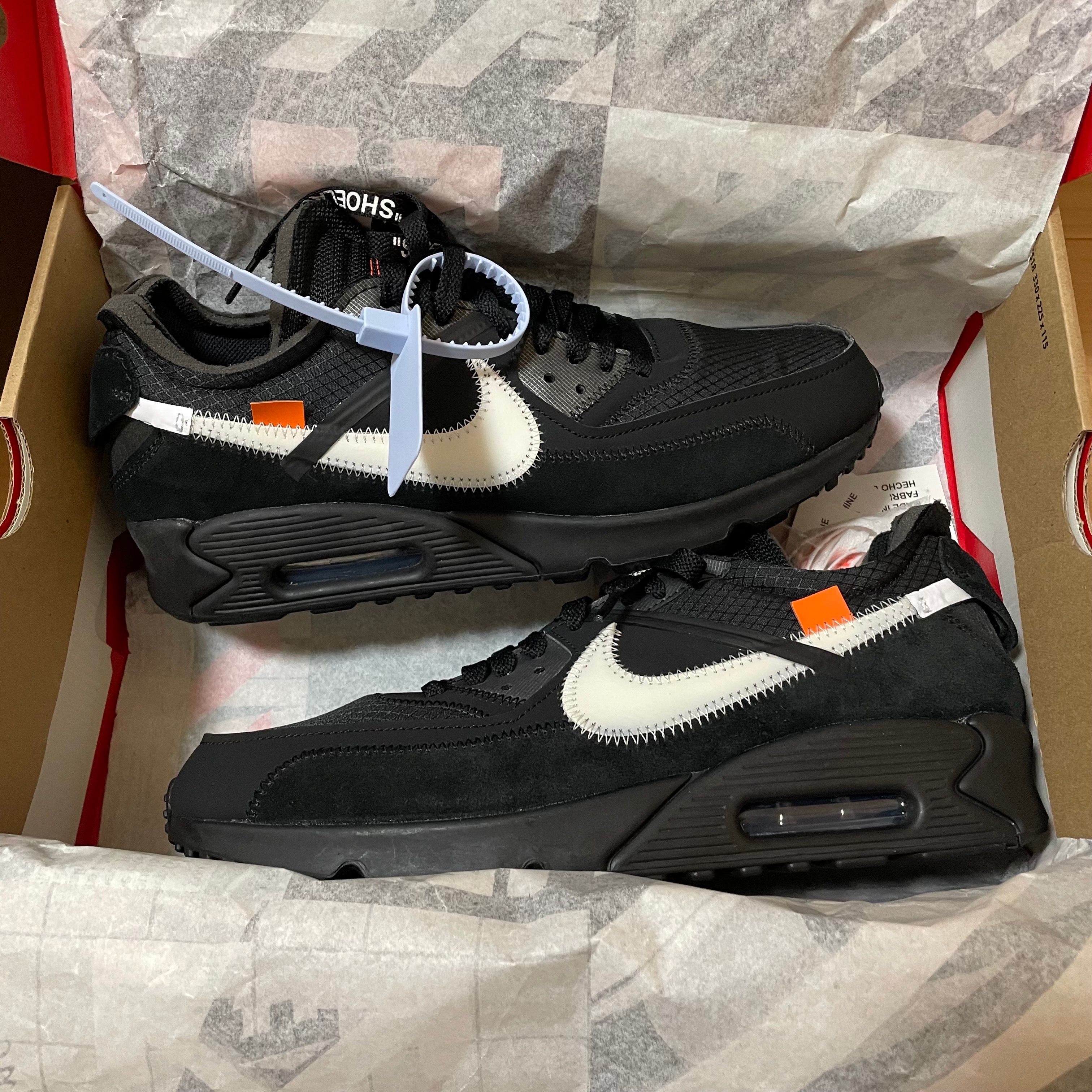 Off-White × Nike Air Max 90 "Black/Black-Cone-White"