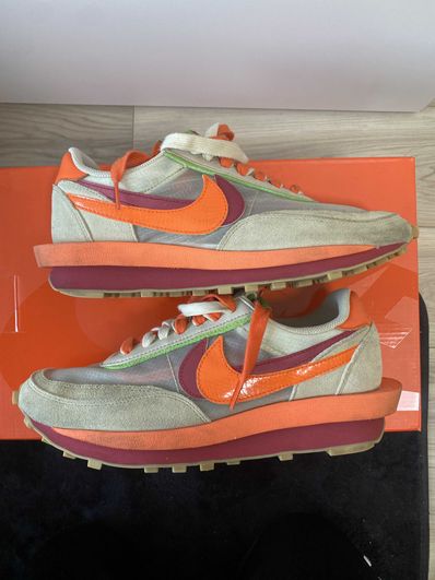 CLOT × Sacai × Nike LD Waffle "Orange Blaze"