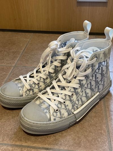 Dior B23 High Top Sneaker Dior Oblique Canvas "White/Navy Blue"