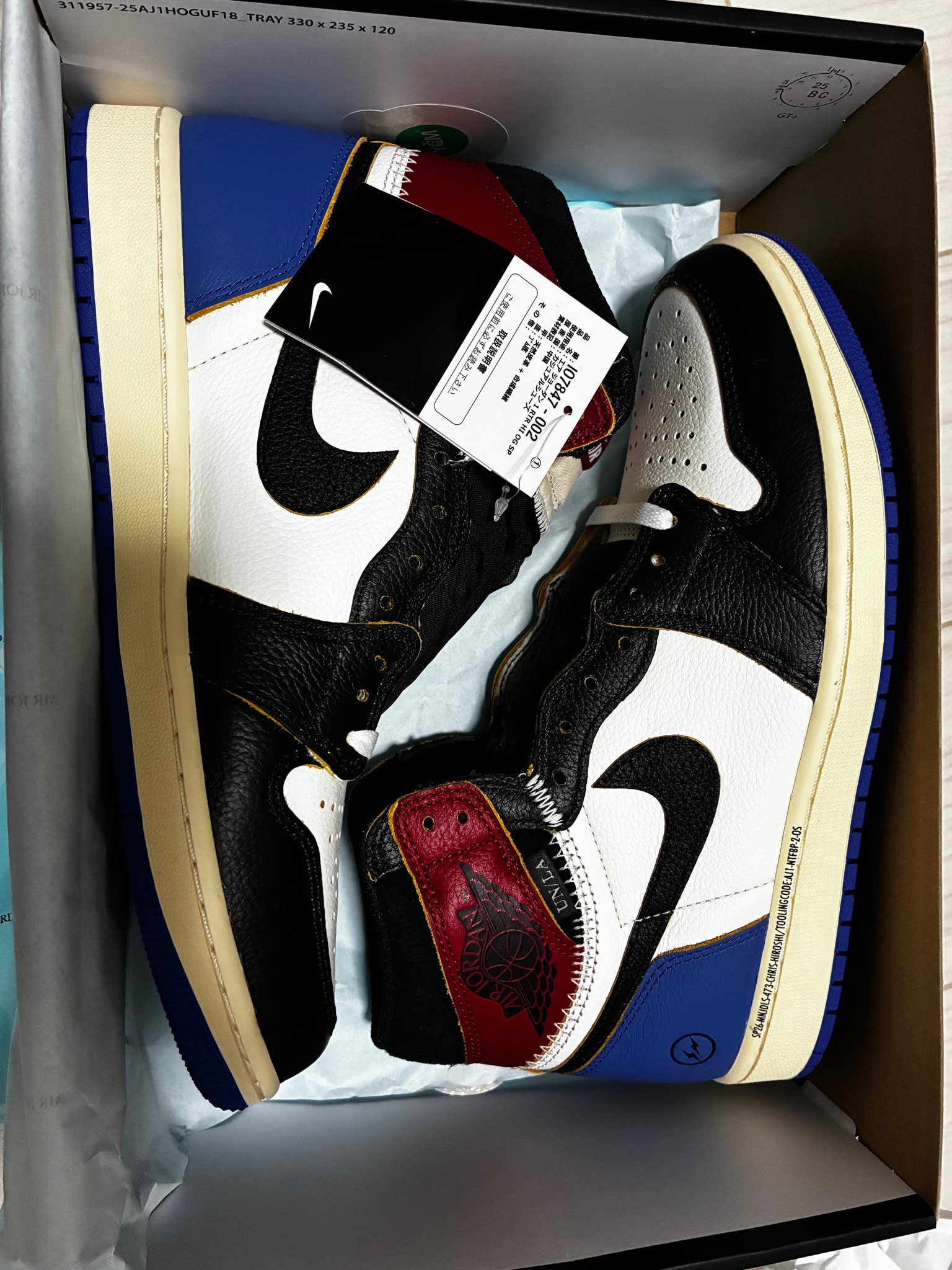 fragment design × UNION × Nike Air Jordan 1 High OG "Black/Varsity Red"
