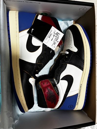 fragment design × UNION × Nike Air Jordan 1 High OG "Black/Varsity Red"