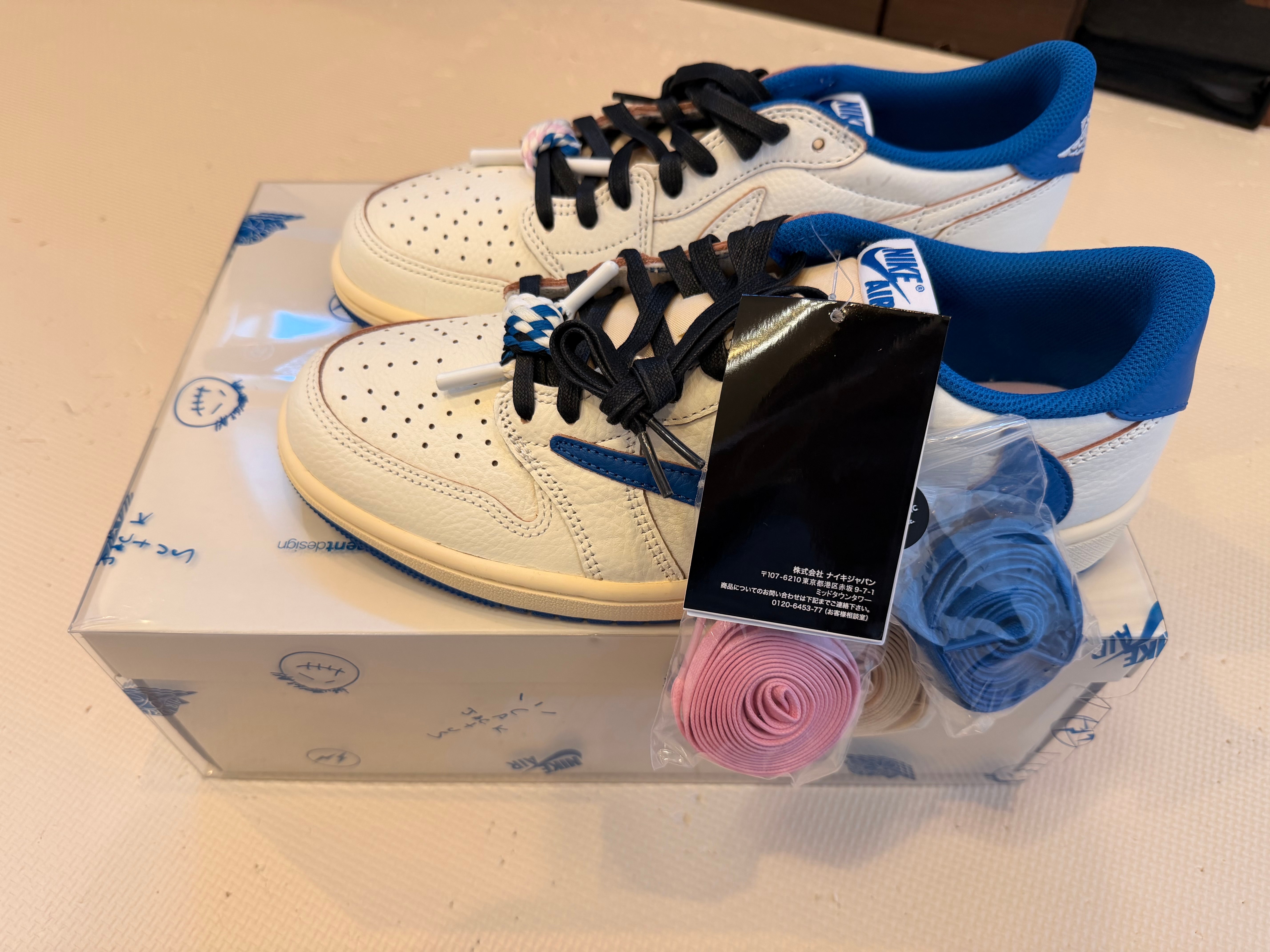 Travis Scott × fragment design × Nike Air Jordan 1 Low OG "Sail/Military Blue"