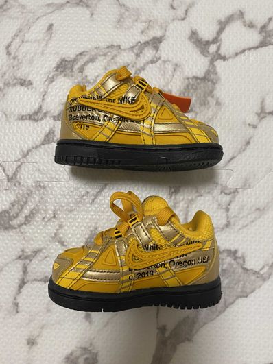 Off-White × Nike TD Air Rubber Dunk "University Gold"