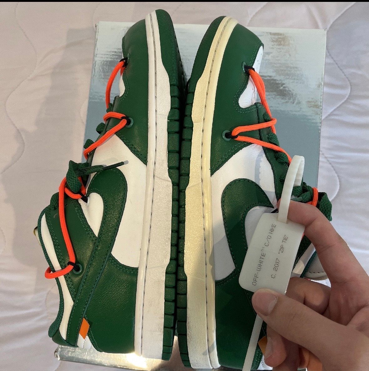 Off-White × Nike Dunk Low "White/Pine Green"