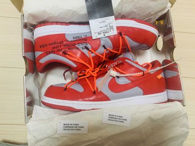 Off-White × Nike Dunk Low "University Red/Wolf Grey"