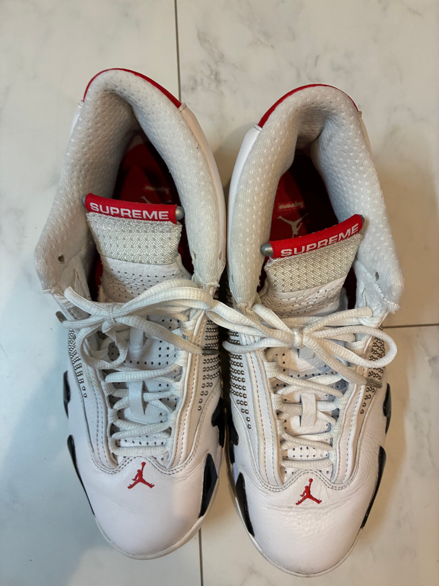 Supreme × Nike Air Jordan 14 Retro "White/University Red"