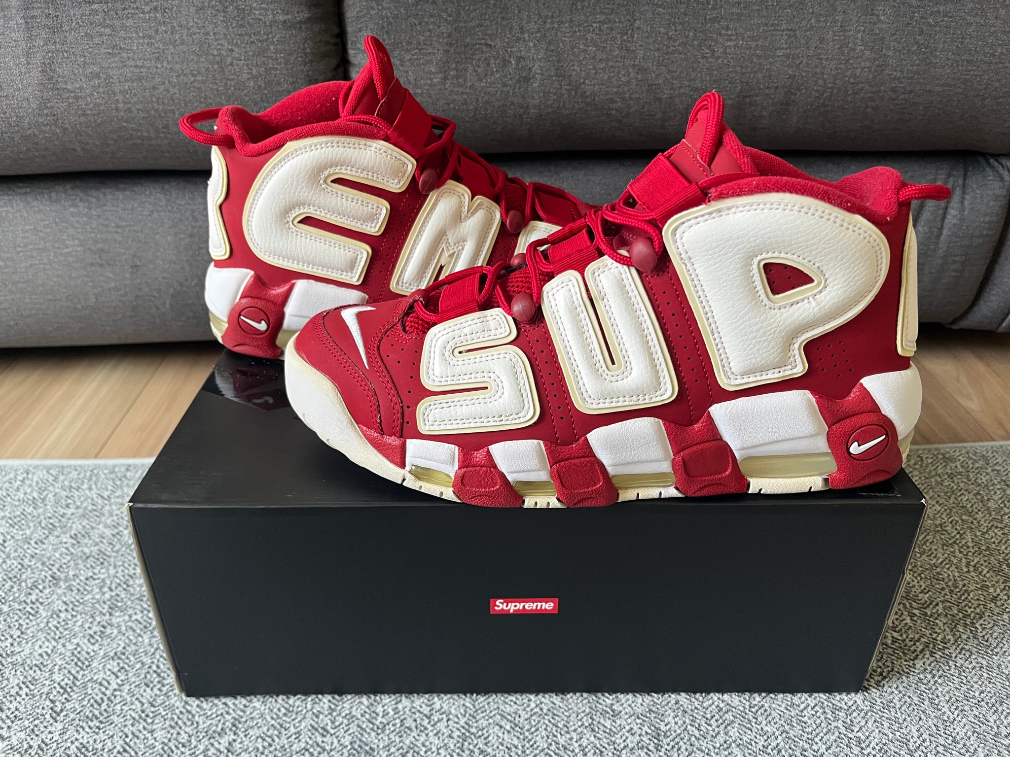 Supreme × Nike Air More Uptempo "White/Red"