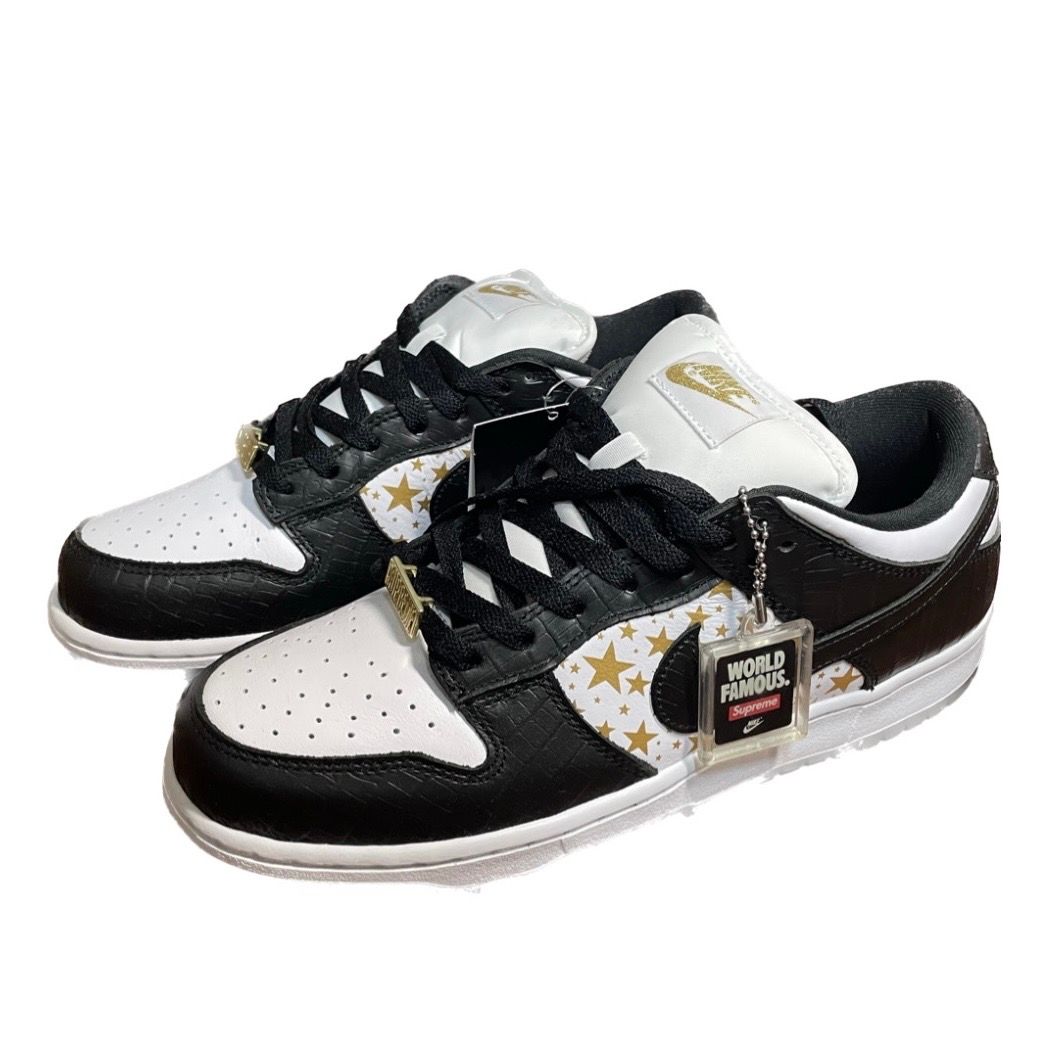 Supreme × Nike SB Dunk Low OG QS Gold Stars "White/Black"