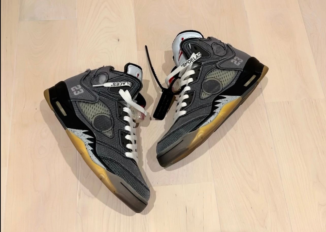 Off-White × Nike Air Jordan 5 "Black/Muslin/Fire Red"