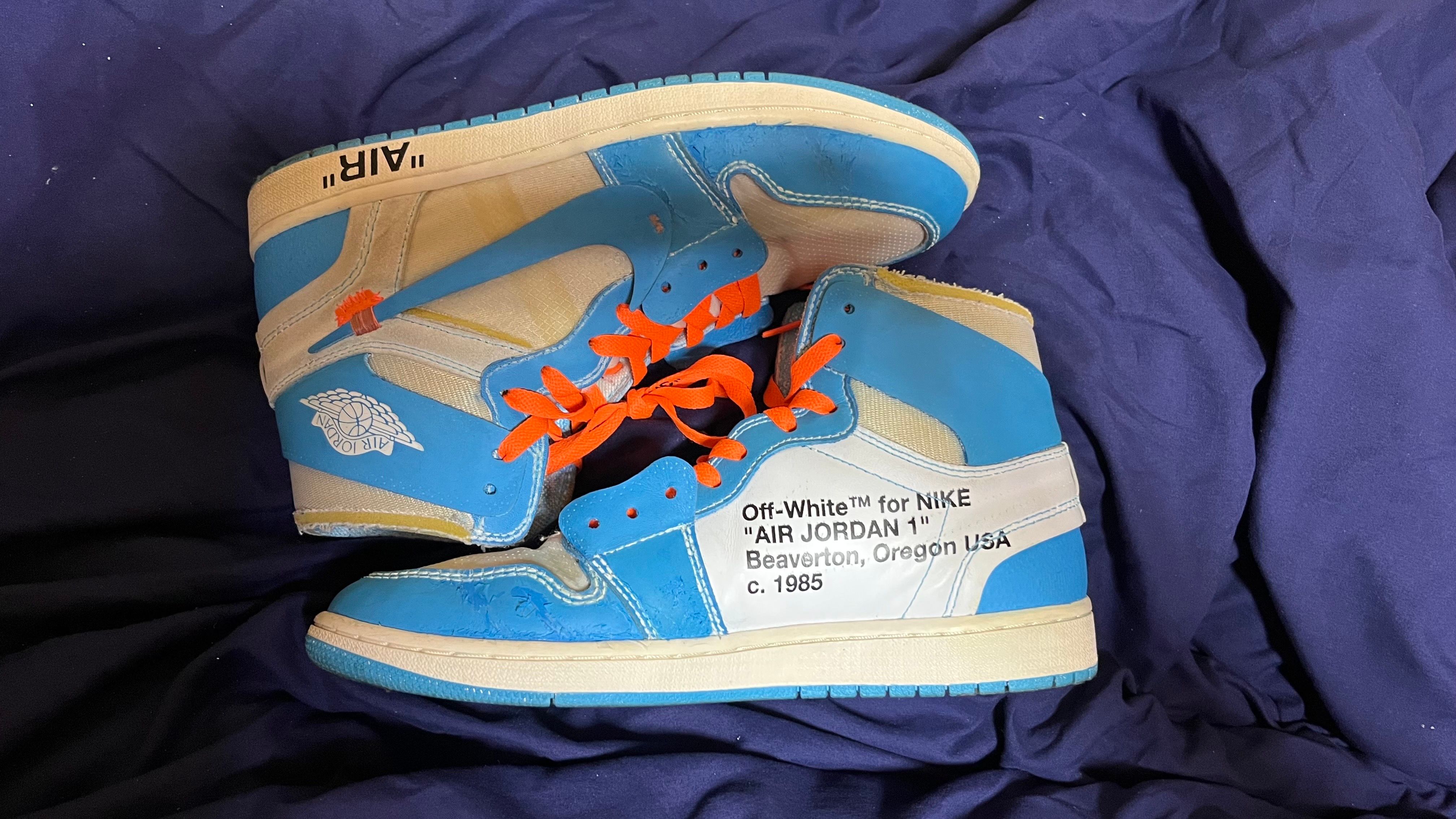 Off-White × Nike Air Jordan 1 High UNC "White/Dark Powder Blue"