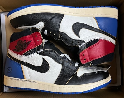 fragment design × UNION × Nike Air Jordan 1 High OG "Black/Varsity Red"