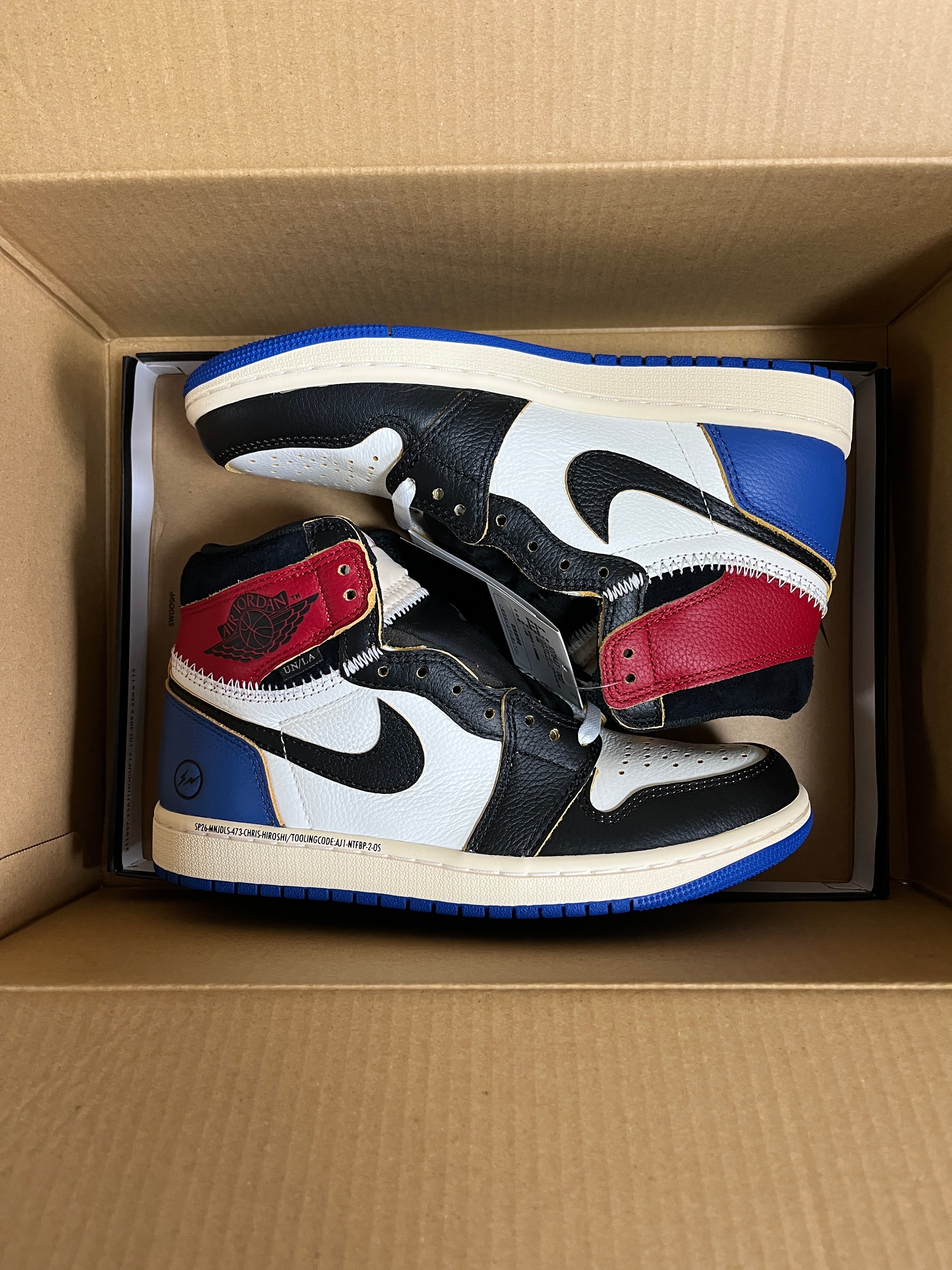 fragment design × UNION × Nike Air Jordan 1 High OG "Black/Varsity Red"