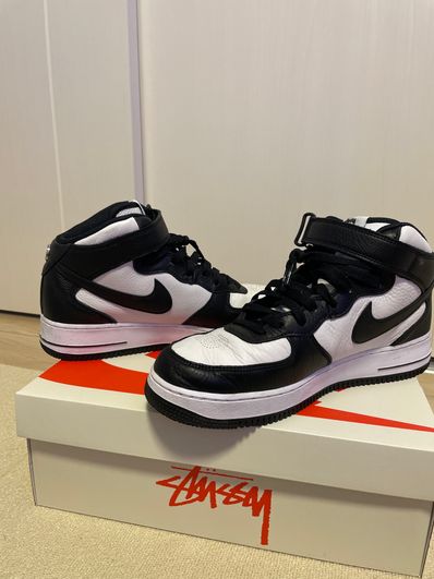 Stussy × Nike Air Force 1 Mid "Black and Light Bone"