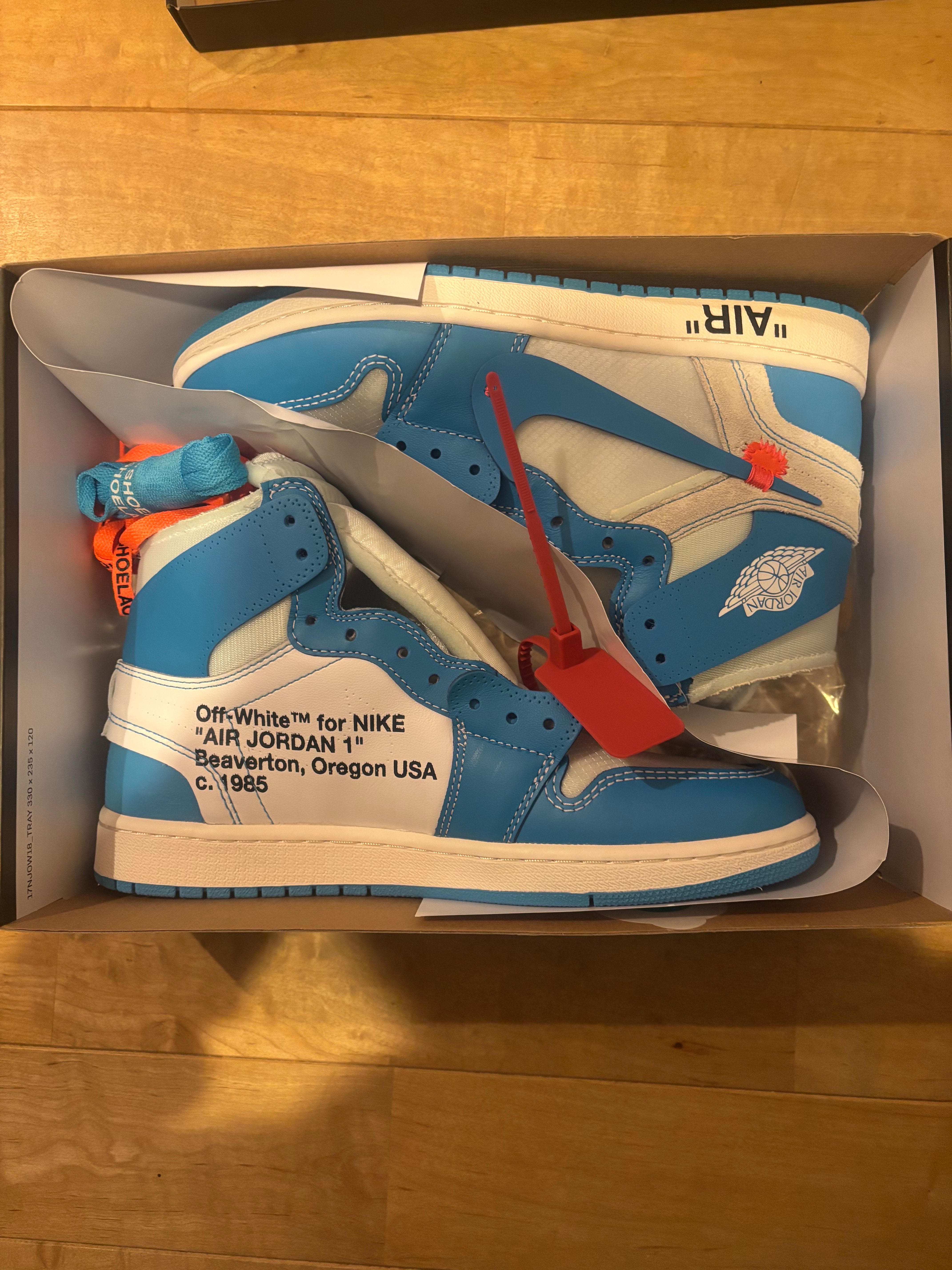 Off-White × Nike Air Jordan 1 High UNC "White/Dark Powder Blue"