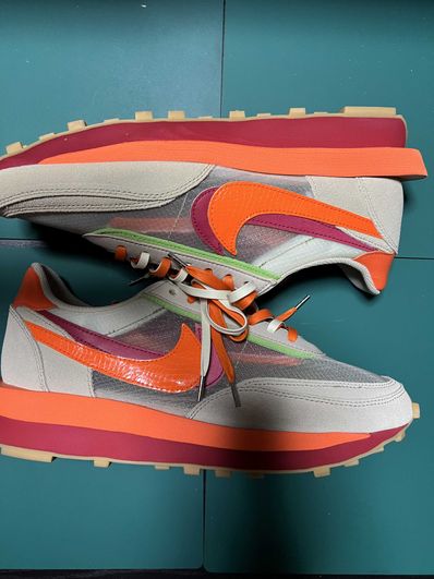 CLOT × Sacai × Nike LD Waffle "Orange Blaze"