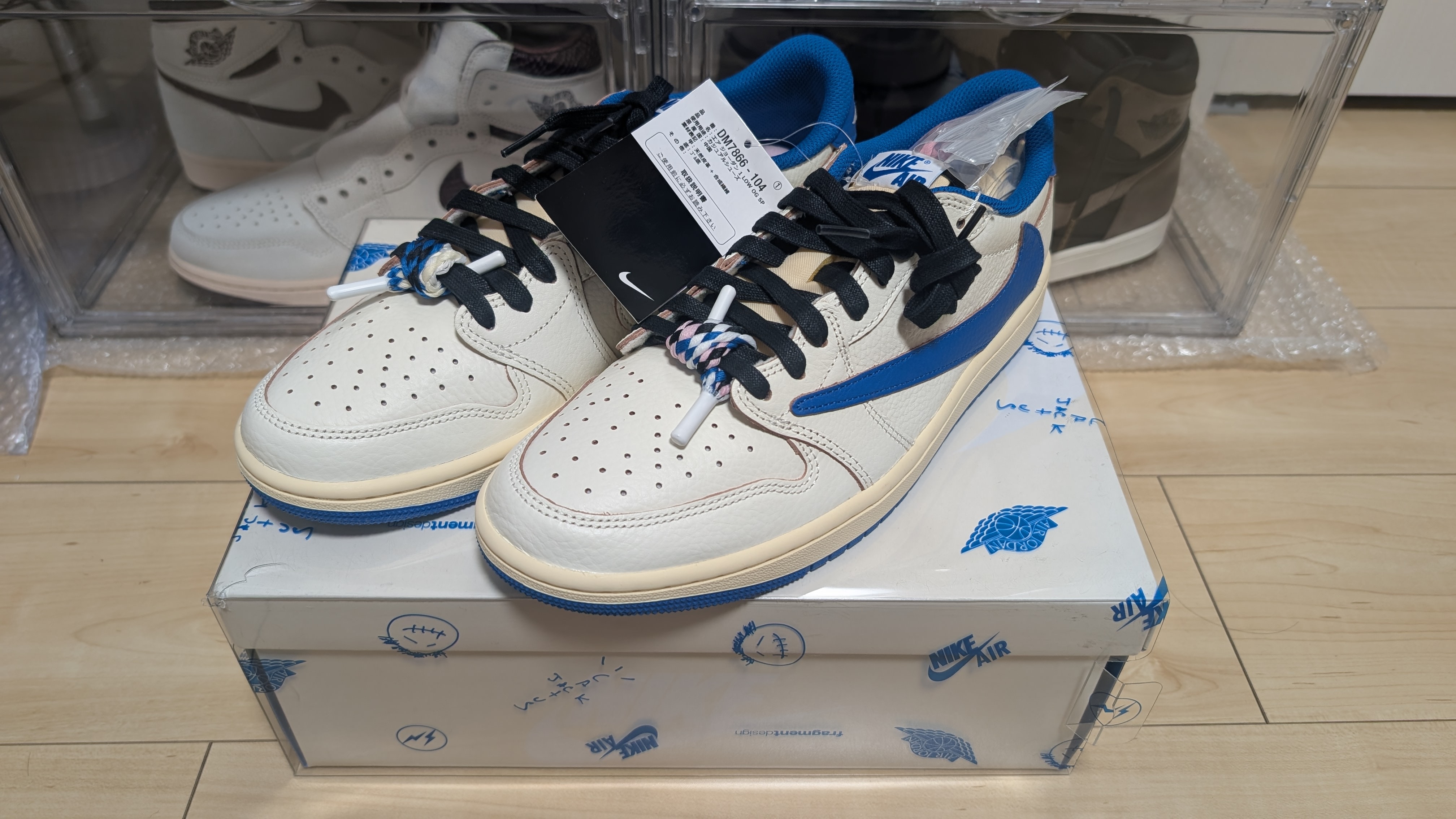 Travis Scott × fragment design × Nike Air Jordan 1 Low OG "Sail/Military Blue"