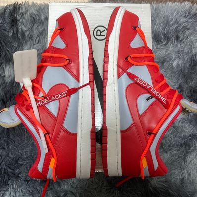Off-White × Nike Dunk Low "University Red/Wolf Grey"