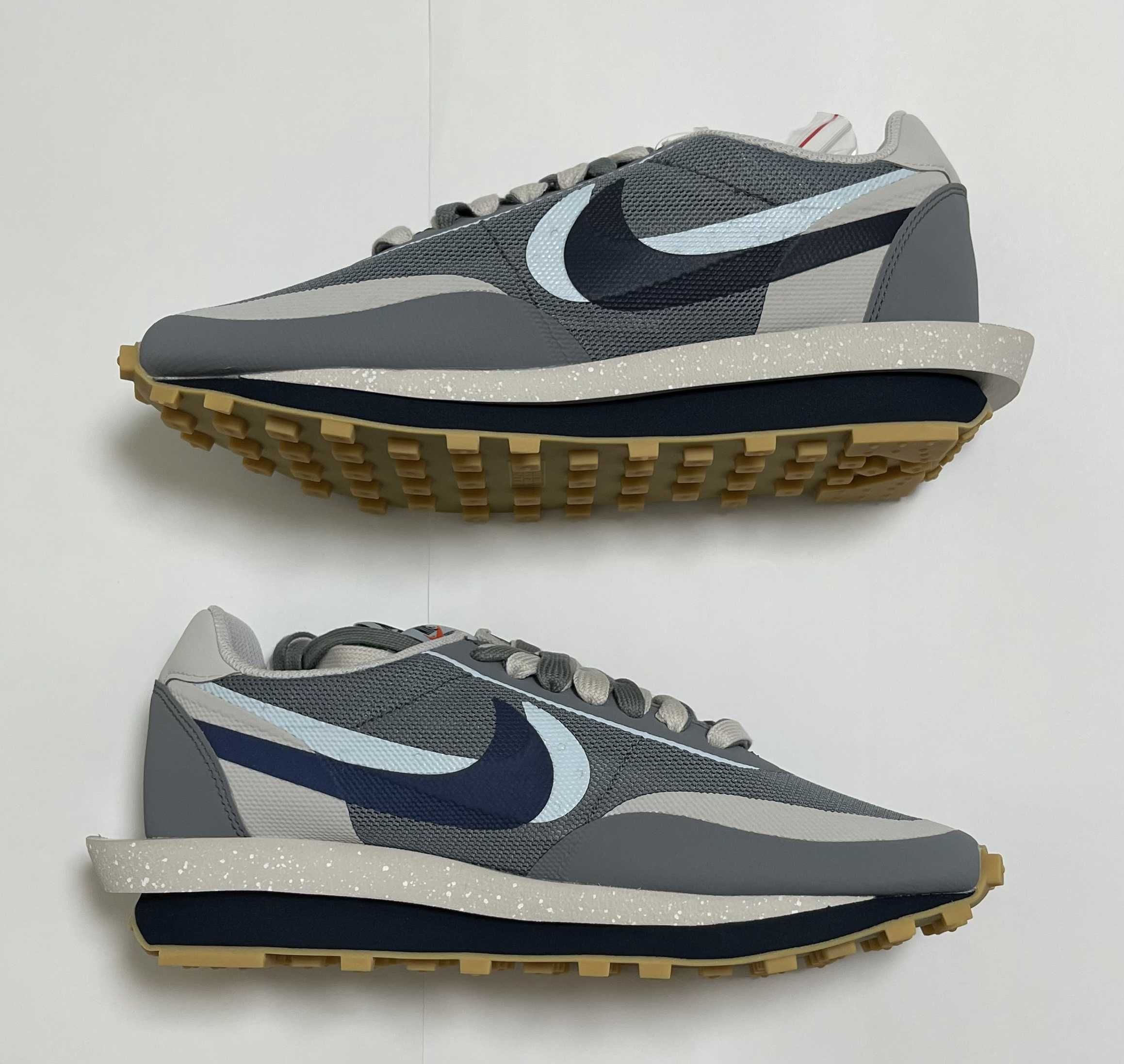 CLOT × Sacai × Nike LD Waffle "Grey Obsidian/Cool Grey"