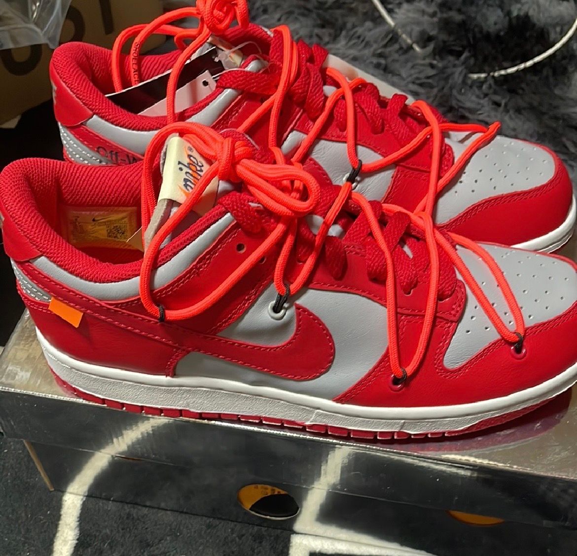 Off-White × Nike Dunk Low "University Red/Wolf Grey"
