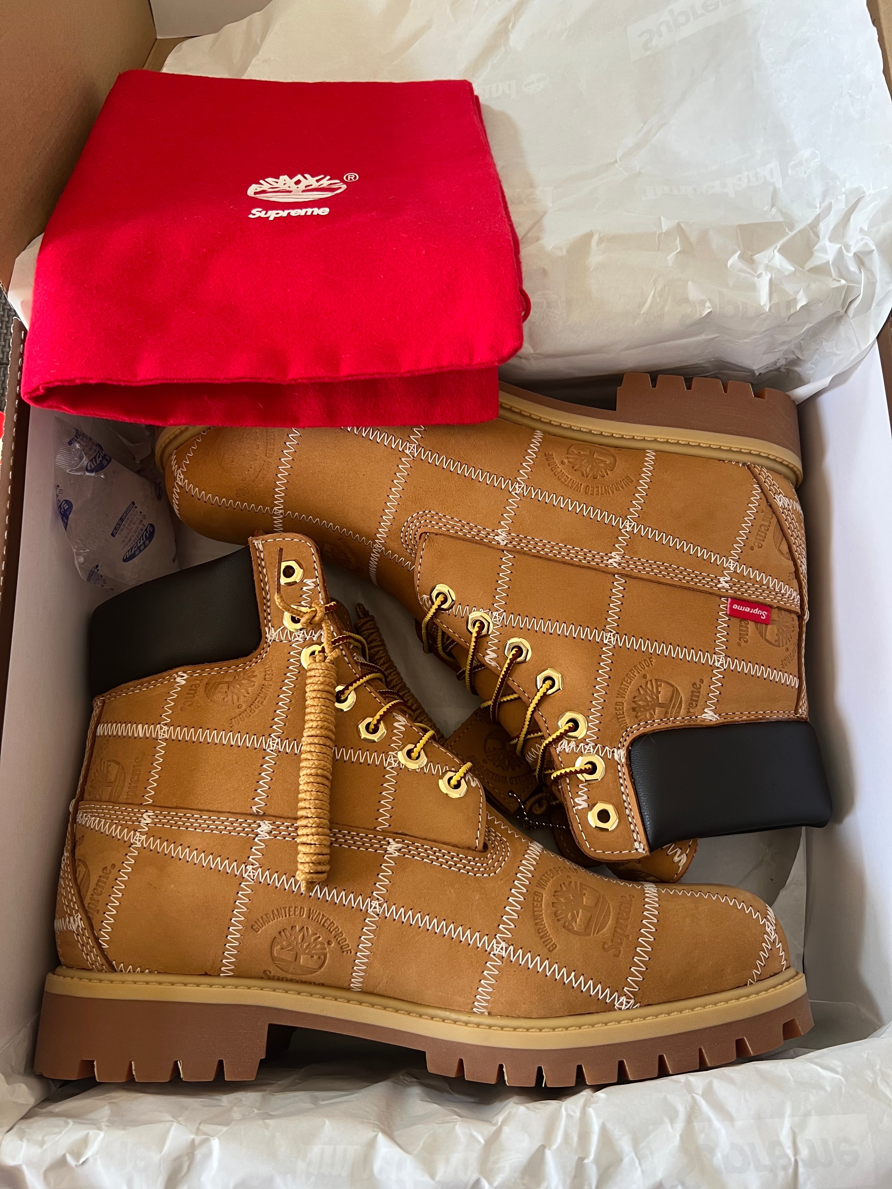 Supreme × Timberland Patchwork 6 Inch Premium Boot "Wheat"